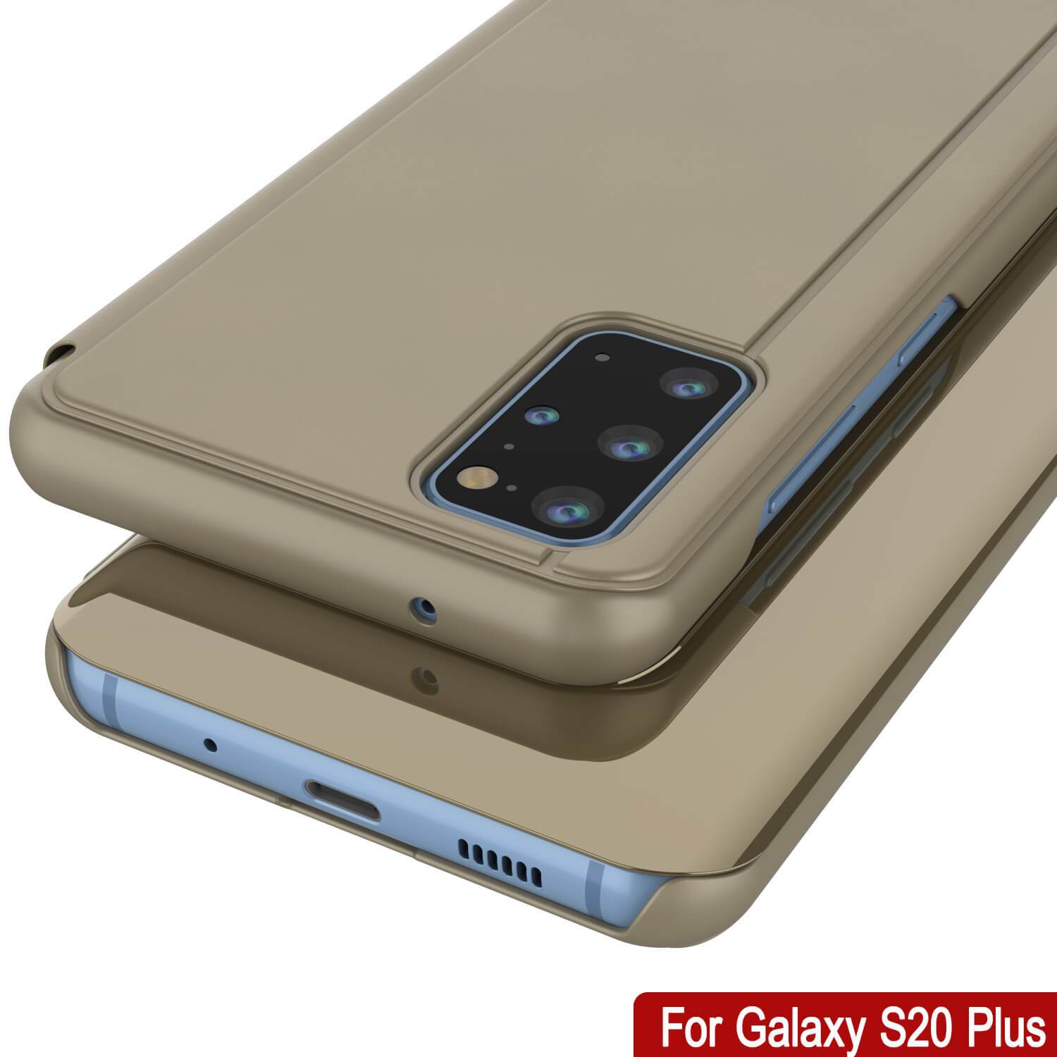 Punkcase Galaxy S21+ Plus Reflector Case Protective Flip Cover [Gold]