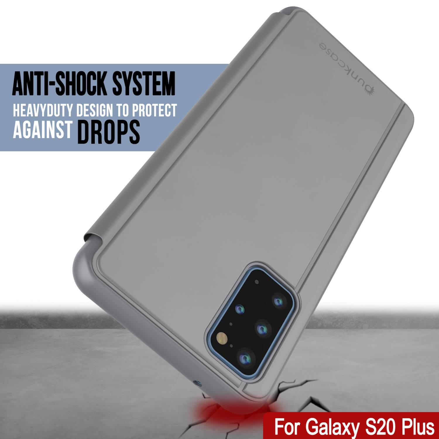 Punkcase Galaxy S21+ Plus Reflector Case Protective Flip Cover [Silver]