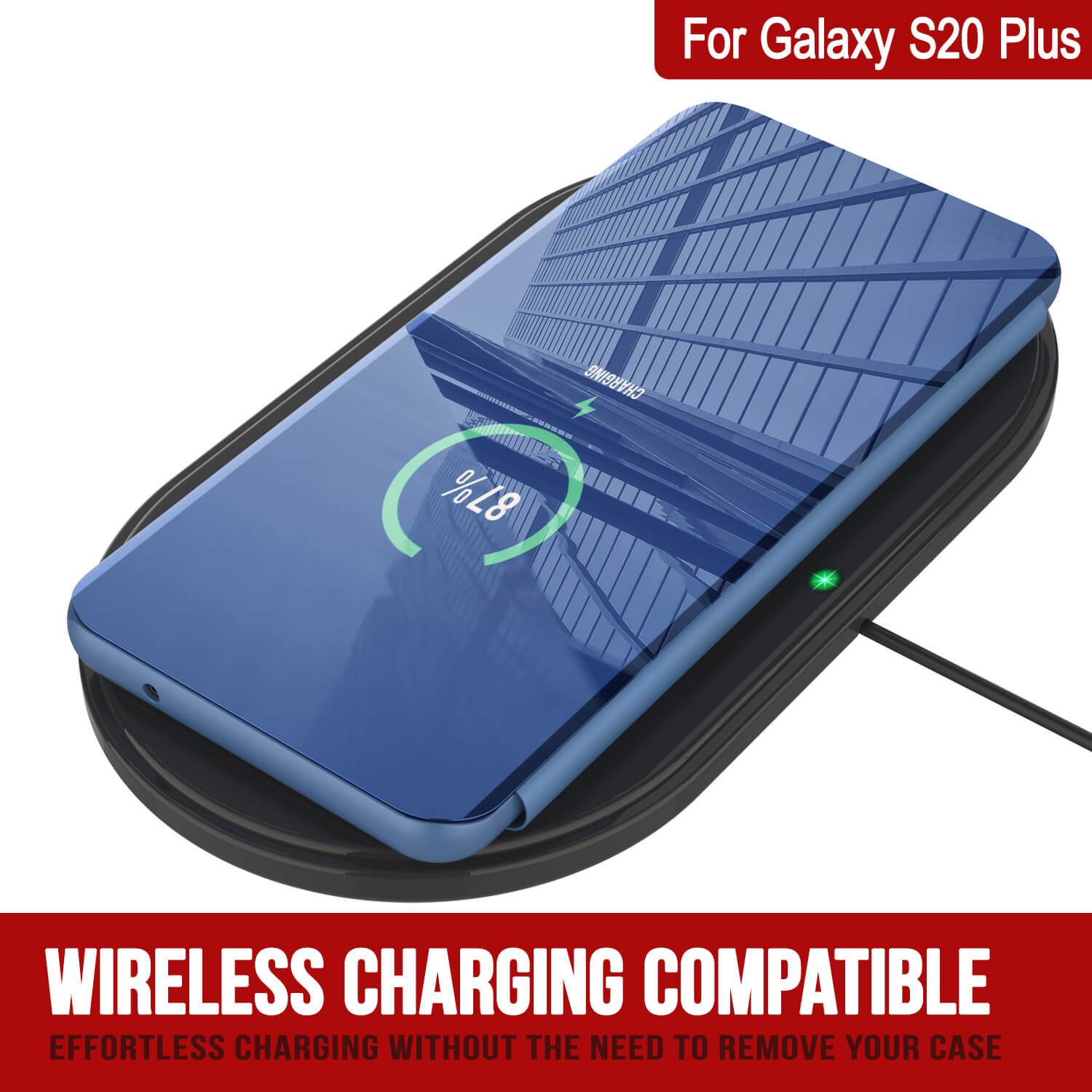 Punkcase Galaxy S21+ Plus Reflector Case Protective Flip Cover [Blue]