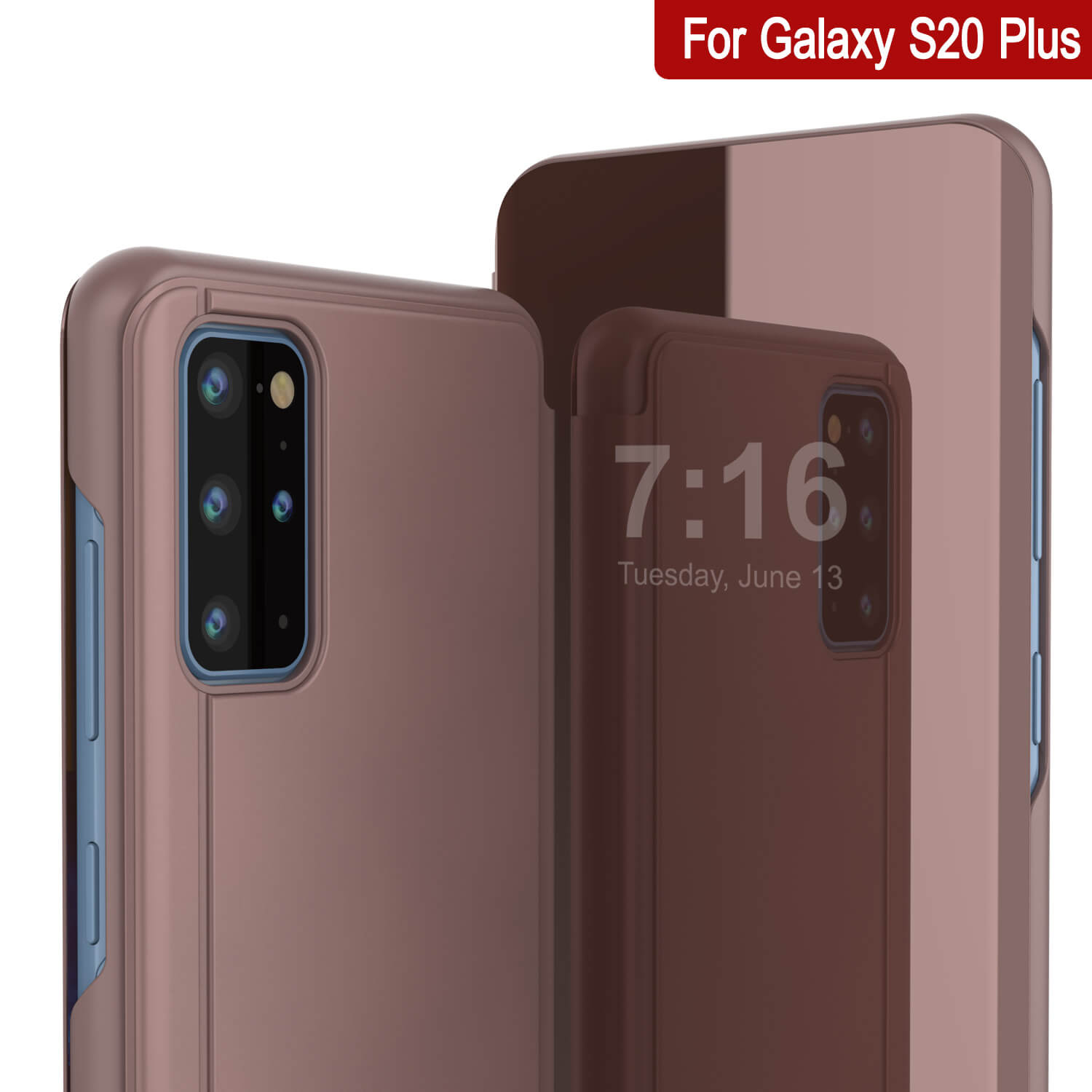 Punkcase Galaxy S20+ Plus Reflector Case Protective Flip Cover [Rose]