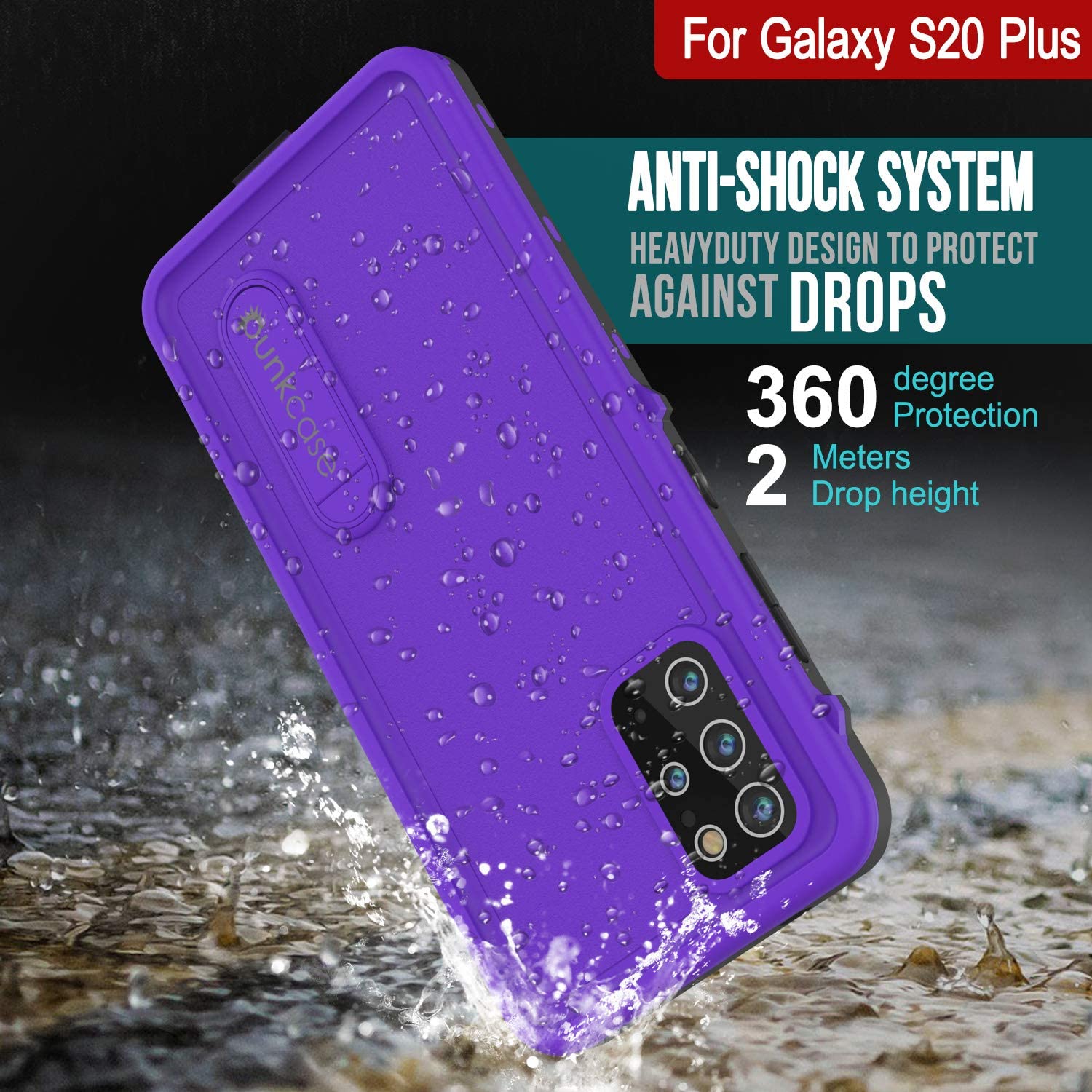 Galaxy S20+ Plus Waterproof Case, Punkcase [KickStud Series] Armor Cover [Purple]