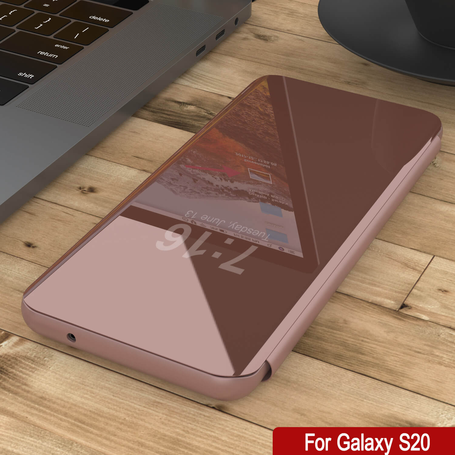 Punkcase Galaxy S20 Reflector Case Protective Flip Cover [Rose]