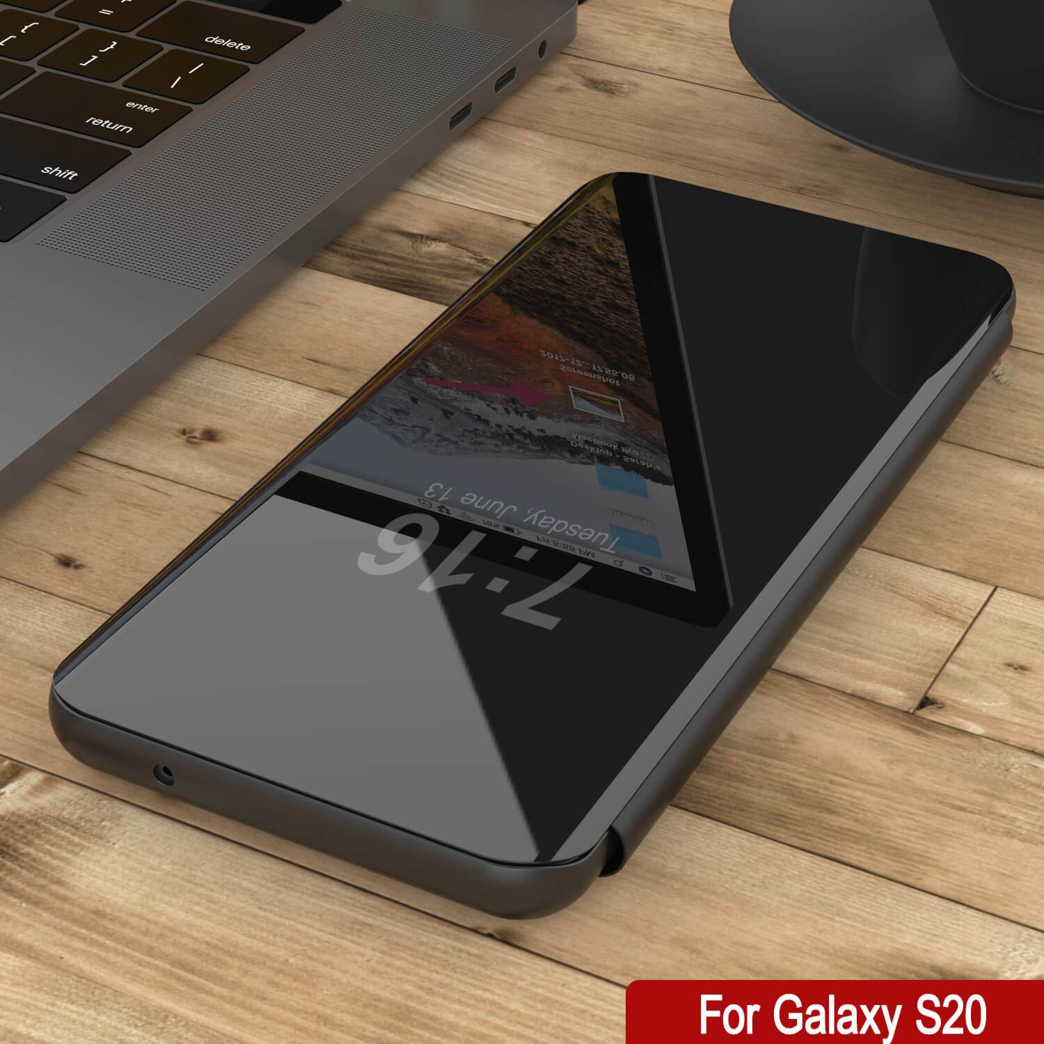 Punkcase Galaxy S21 Reflector Case Protective Flip Cover [Black]