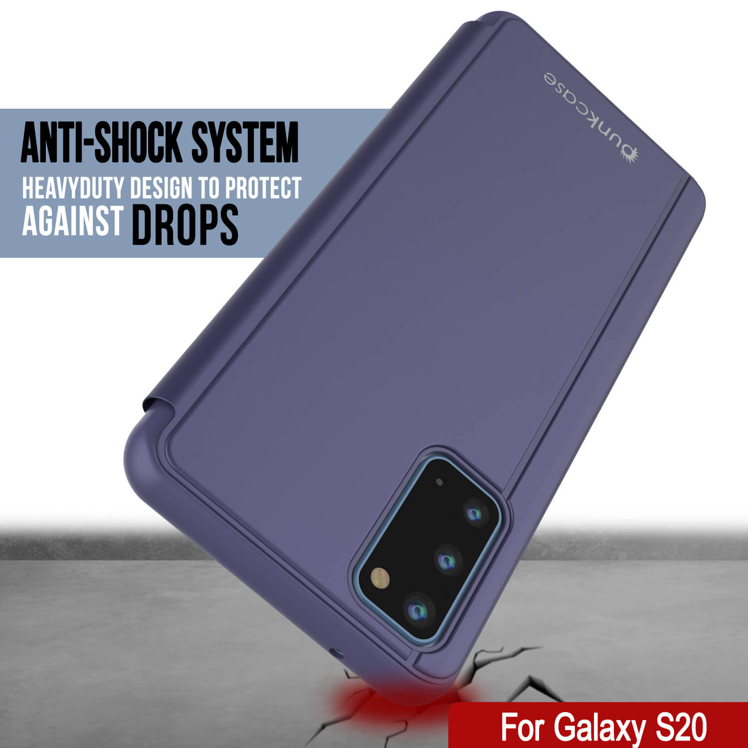 Punkcase Galaxy S20 Reflector Case Protective Flip Cover [Purple]