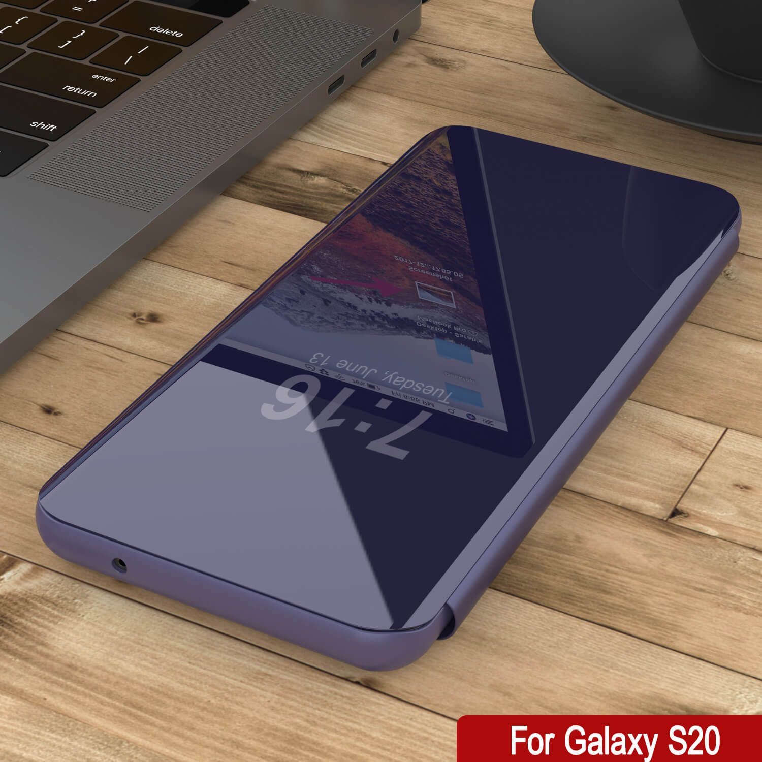 Punkcase Galaxy S20 Reflector Case Protective Flip Cover [Purple]