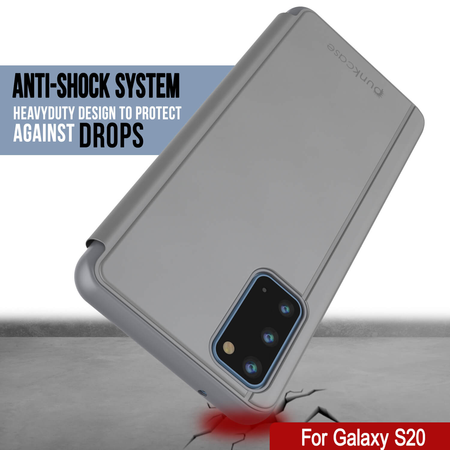 Punkcase Galaxy S20 Reflector Case Protective Flip Cover [Silver]