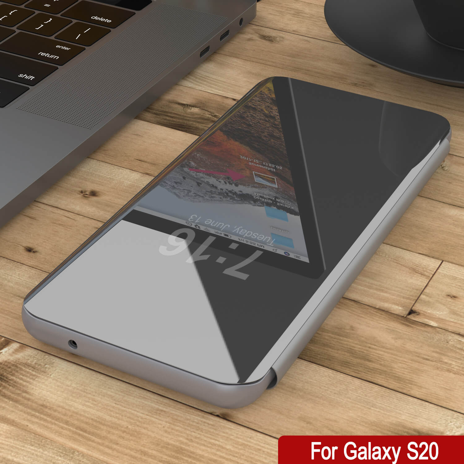 Punkcase Galaxy S20 Reflector Case Protective Flip Cover [Silver]