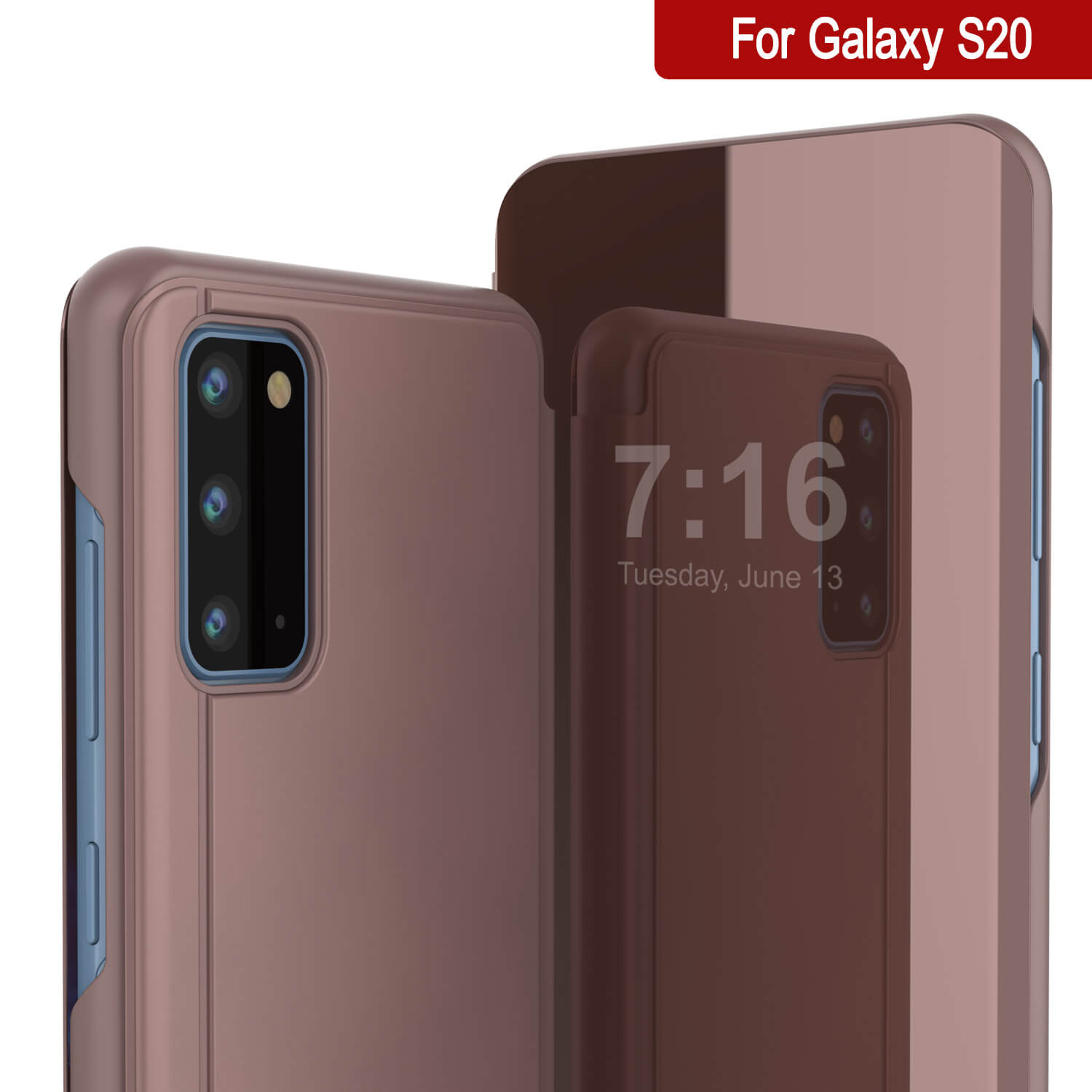 Punkcase Galaxy S20 Reflector Case Protective Flip Cover [Rose]