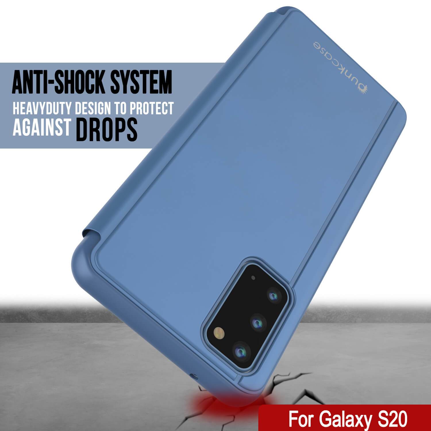 Punkcase Galaxy S21 Reflector Case Protective Flip Cover [Blue]