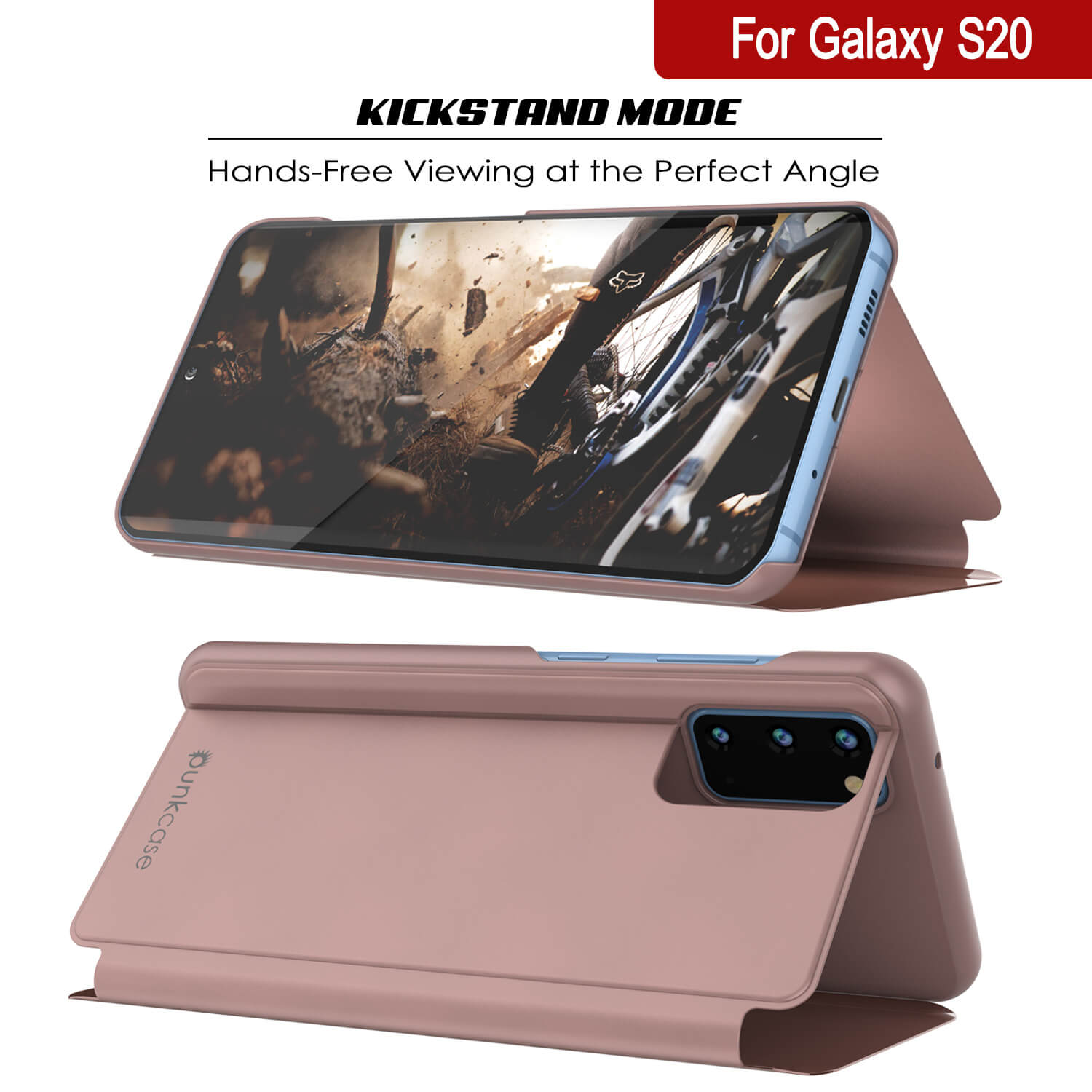 Punkcase Galaxy S20 Reflector Case Protective Flip Cover [Rose]