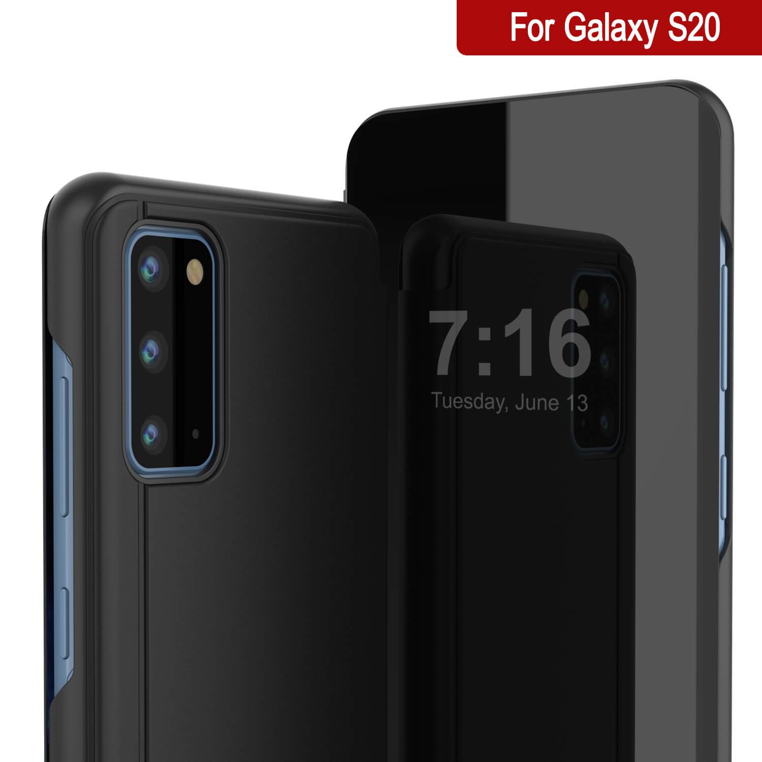 Punkcase Galaxy S21 Reflector Case Protective Flip Cover [Black]