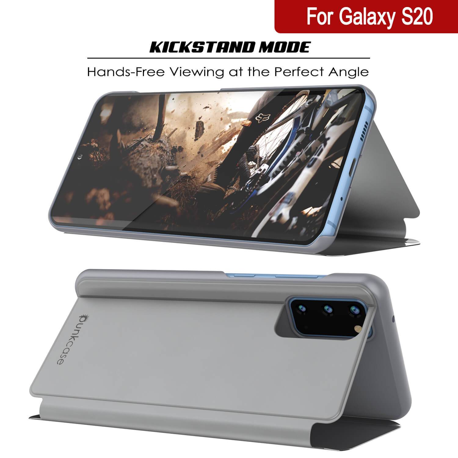 Punkcase Galaxy S21 Reflector Case Protective Flip Cover [Silver]