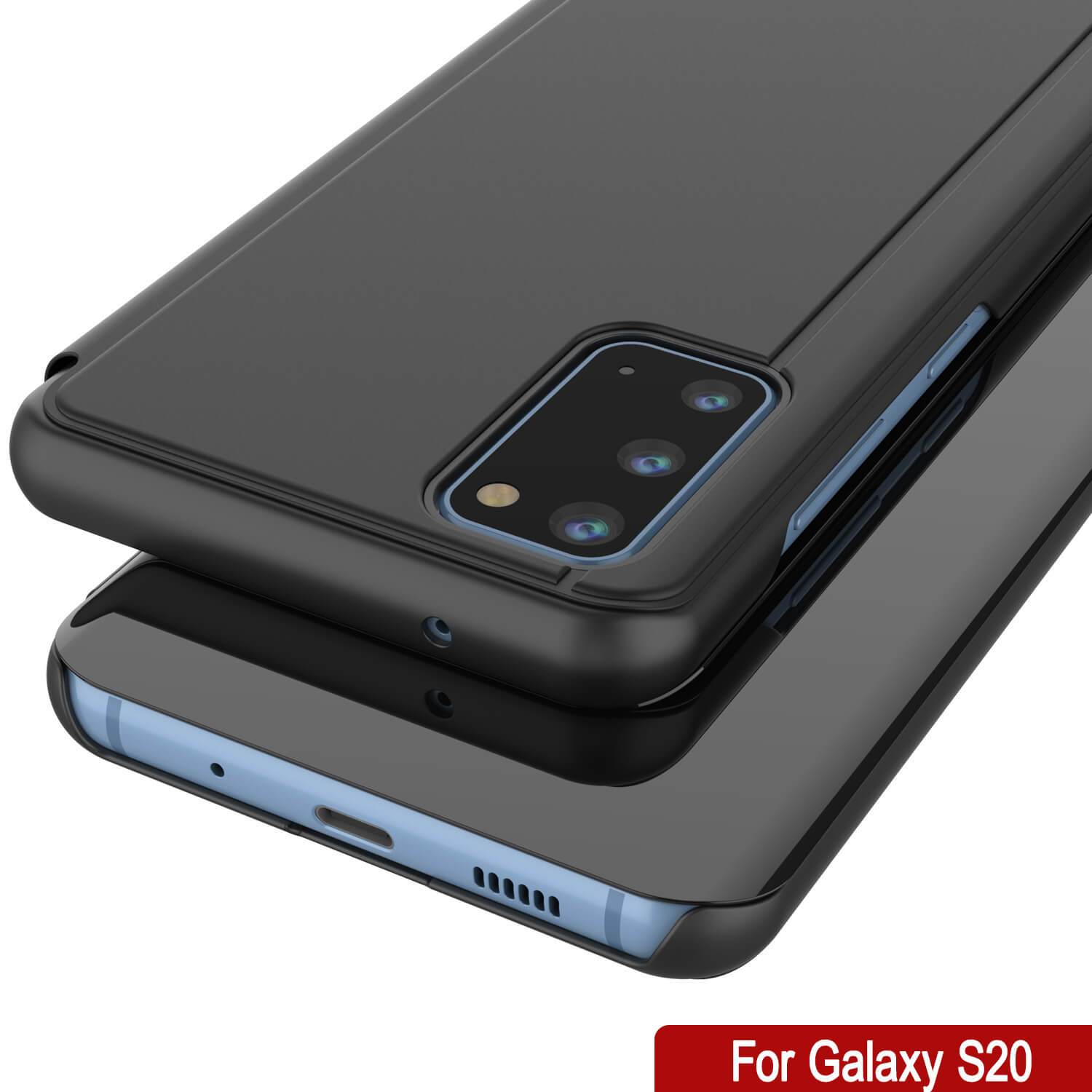 Punkcase Galaxy S21 Reflector Case Protective Flip Cover [Black]