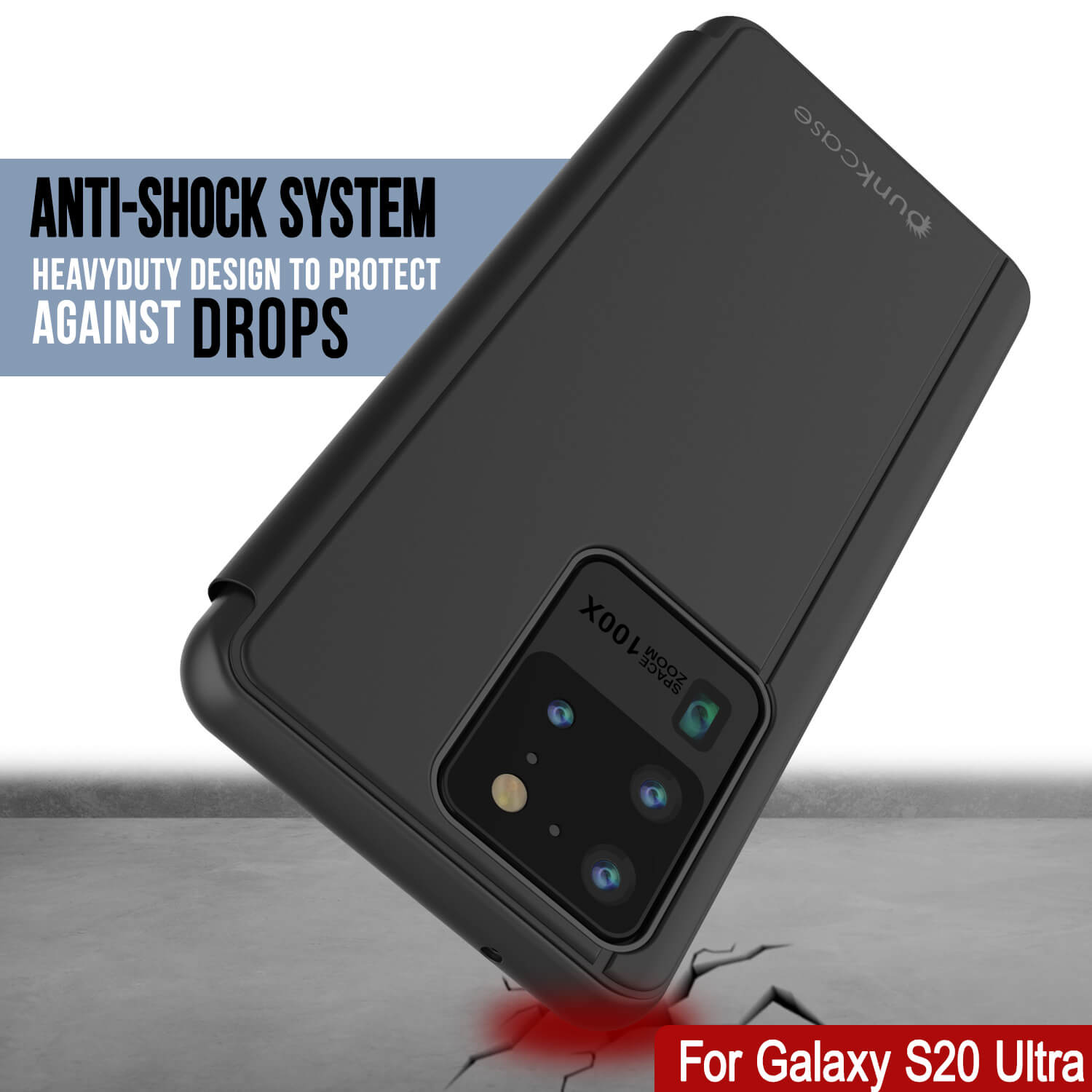 Punkcase Galaxy S20 Ultra Reflector Case Protective Flip Cover [Black]