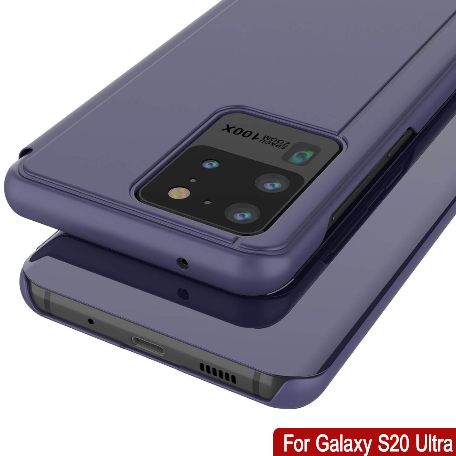 Punkcase Galaxy S21 Ultra Reflector Case Protective Flip Cover [Purple]