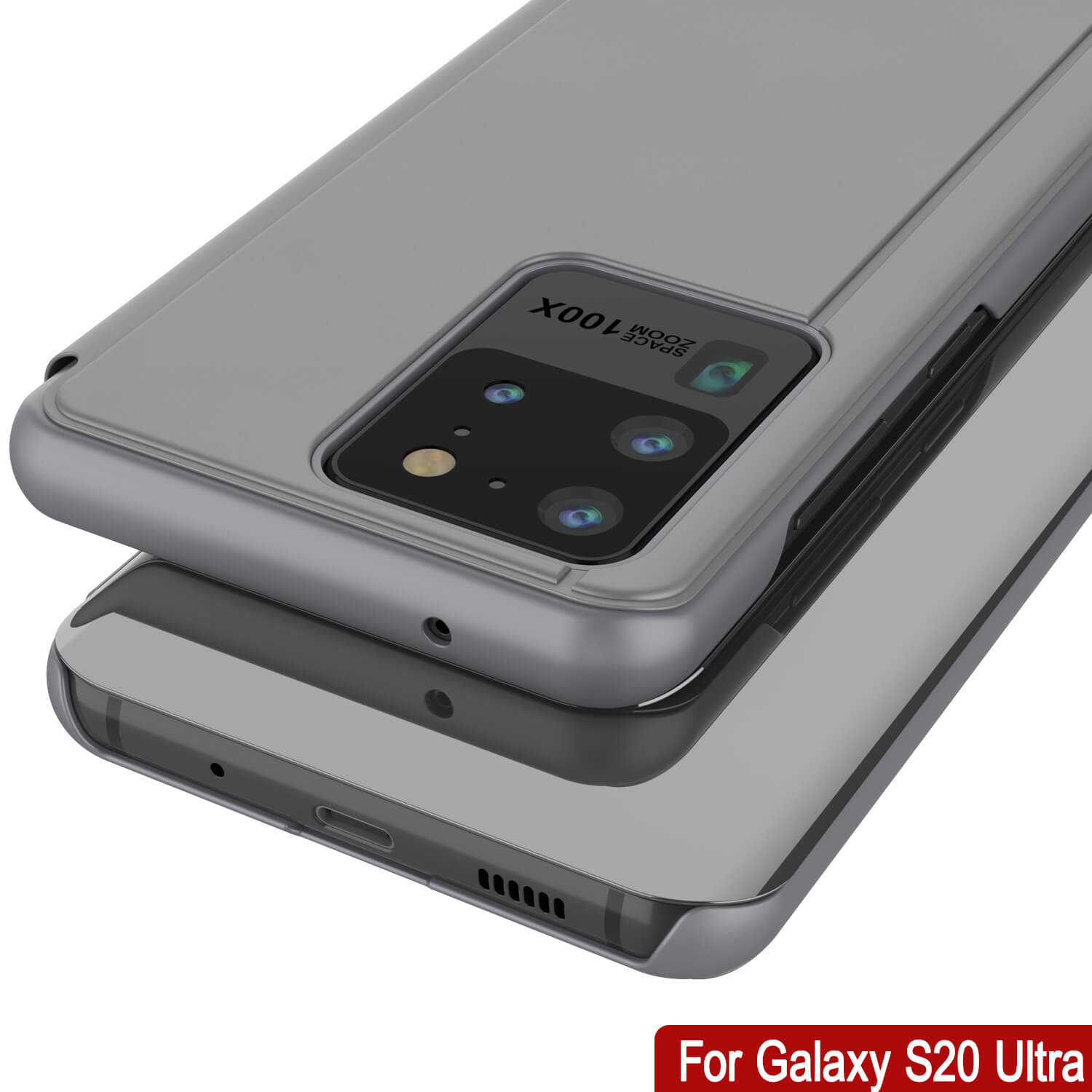 Punkcase Galaxy S20 Ultra Reflector Case Protective Flip Cover [Silver]