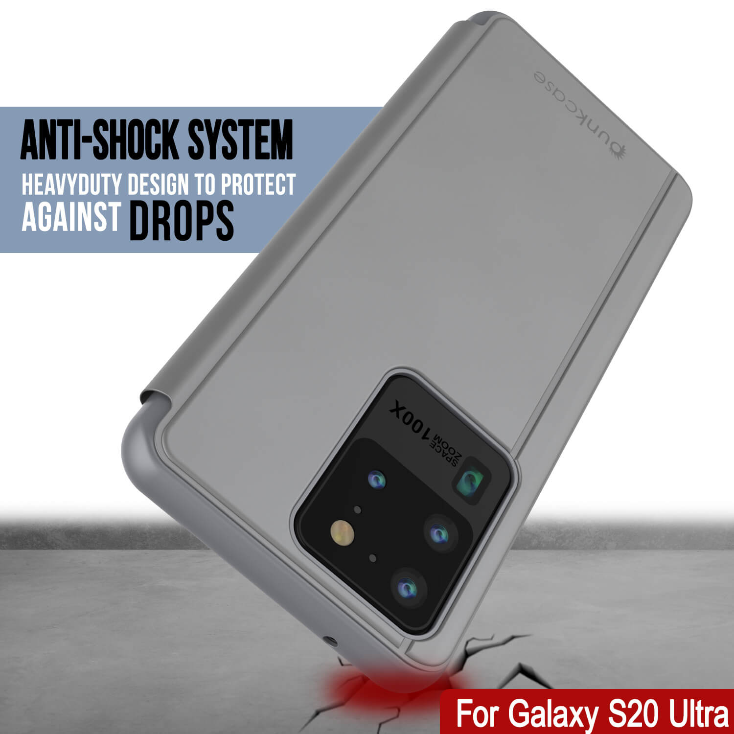 Punkcase Galaxy S20 Ultra Reflector Case Protective Flip Cover [Silver]