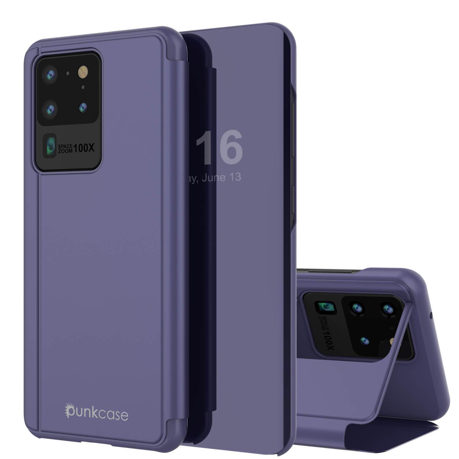 Punkcase Galaxy S21 Ultra Reflector Case Protective Flip Cover [Purple]