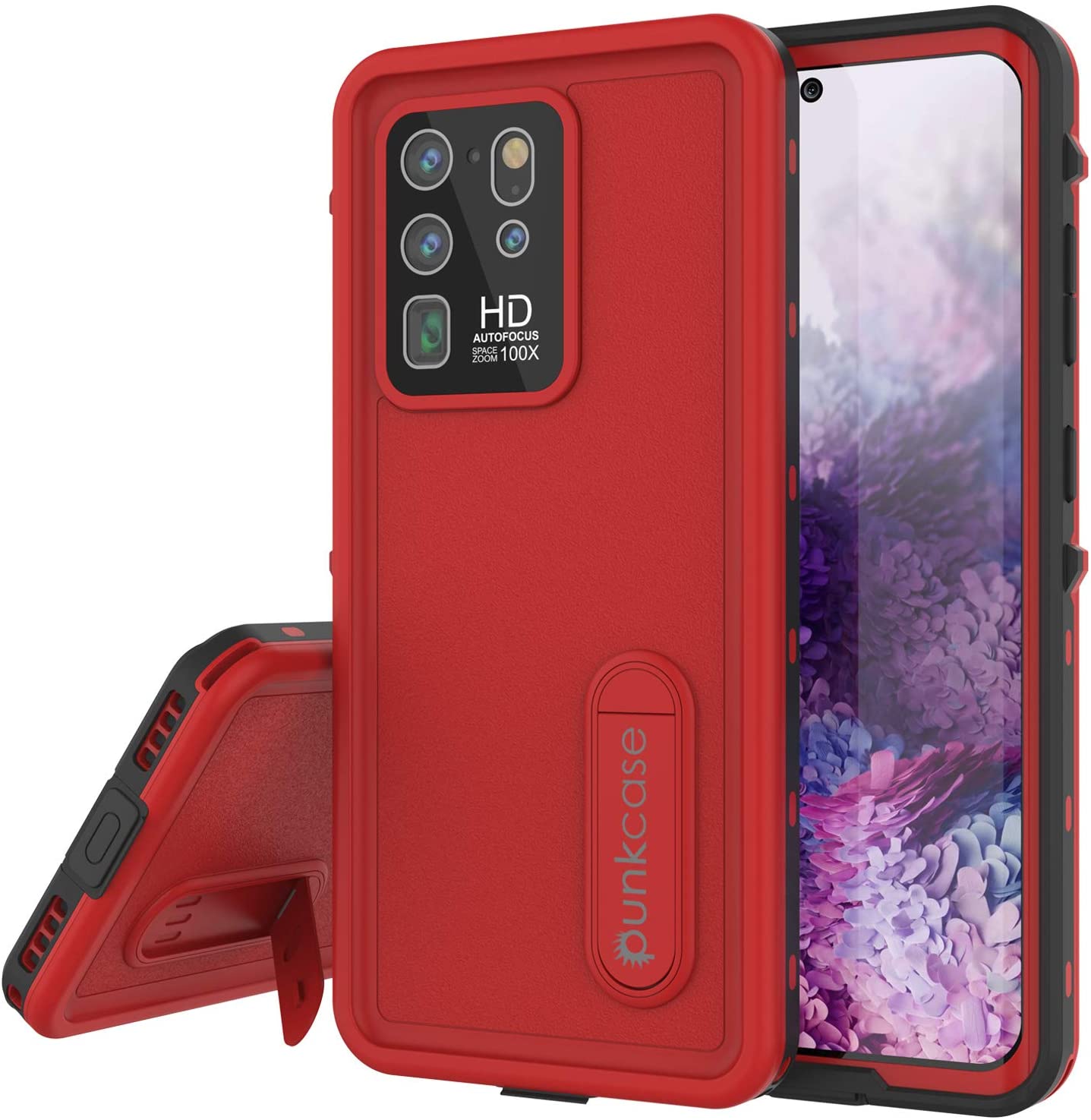 Galaxy S20 Ultra Waterproof Case, Punkcase [KickStud Series] Armor Cover [Red]