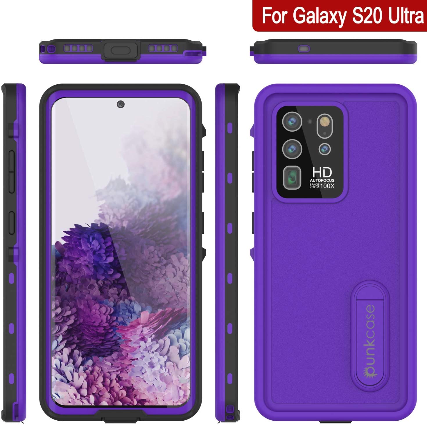 Galaxy S20 Ultra Waterproof Case, Punkcase [KickStud Series] Armor Cover [Purple]