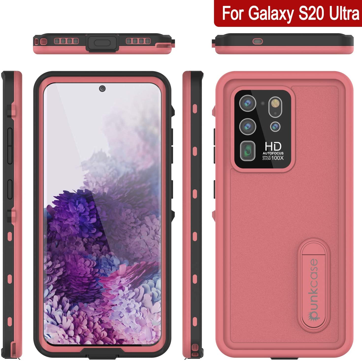 Galaxy S20 Ultra Waterproof Case, Punkcase [KickStud Series] Armor Cover [Pink]