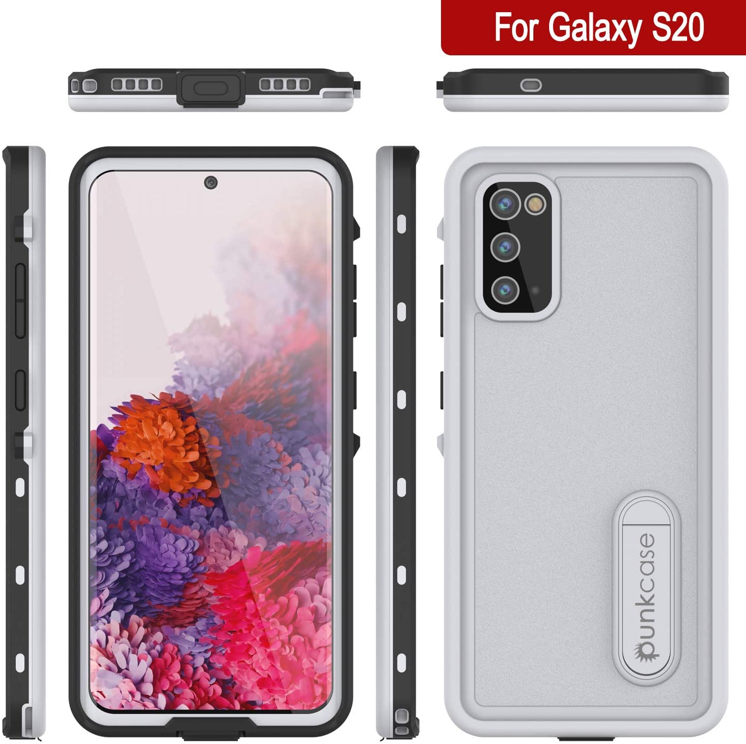 Galaxy S20 Waterproof Case, Punkcase [KickStud Series] Armor Cover [White]