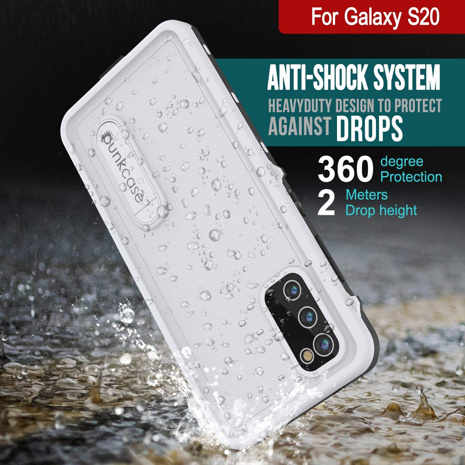 Galaxy S20 Waterproof Case, Punkcase [KickStud Series] Armor Cover [White]