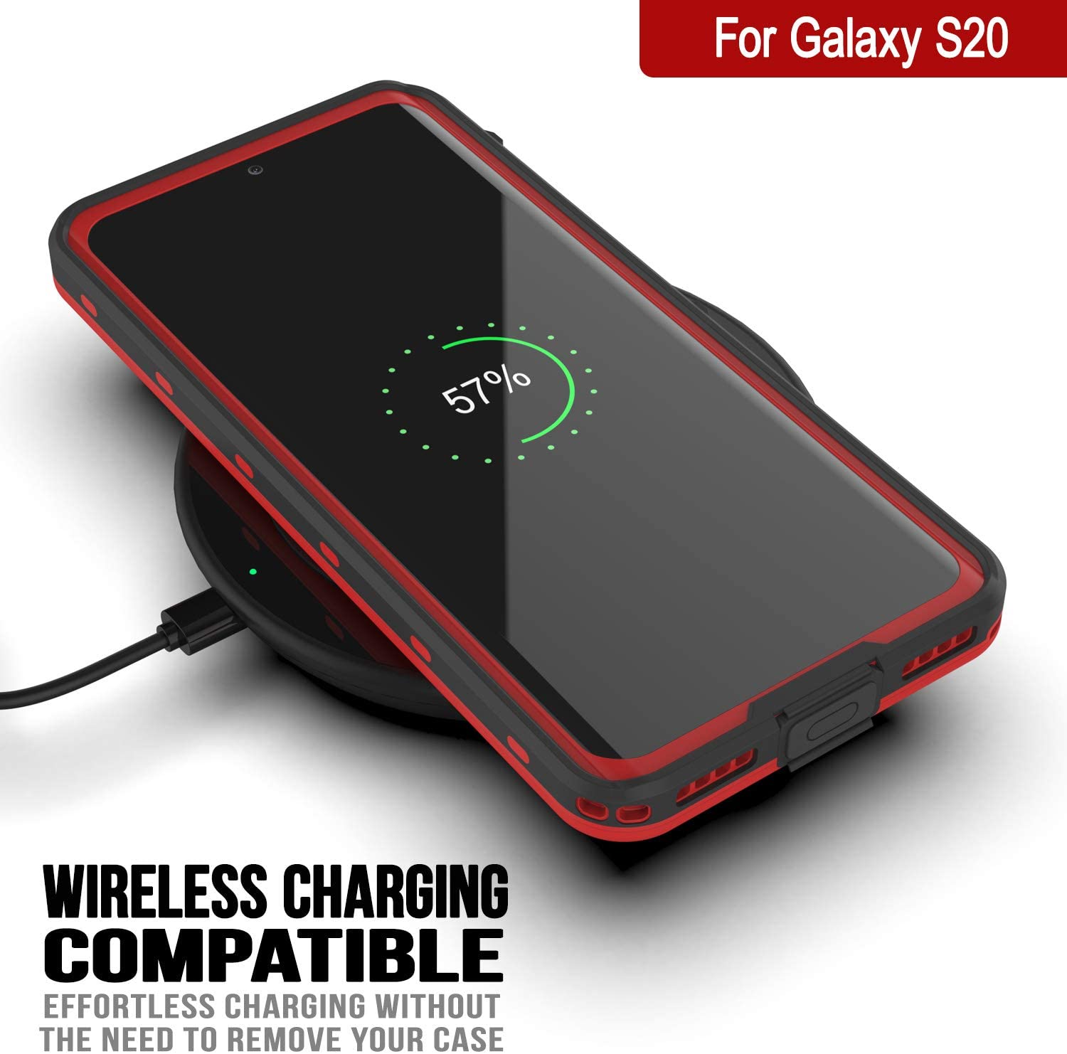 Galaxy S20 Waterproof Case, Punkcase [KickStud Series] Armor Cover [Red]