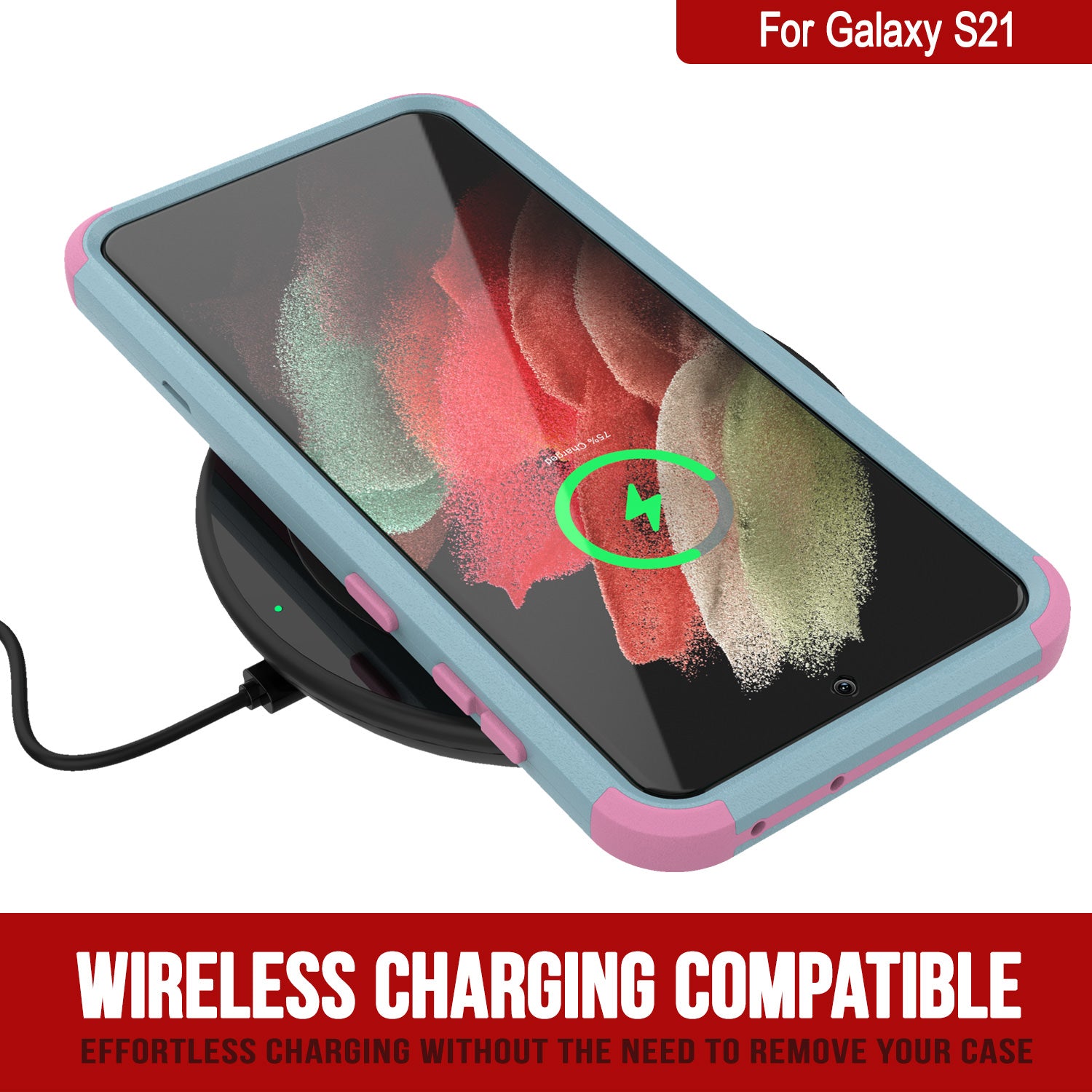 Punkcase for Galaxy S21 5G Belt Clip Multilayer Holster Case [Patron Series] [Mint-Pink]