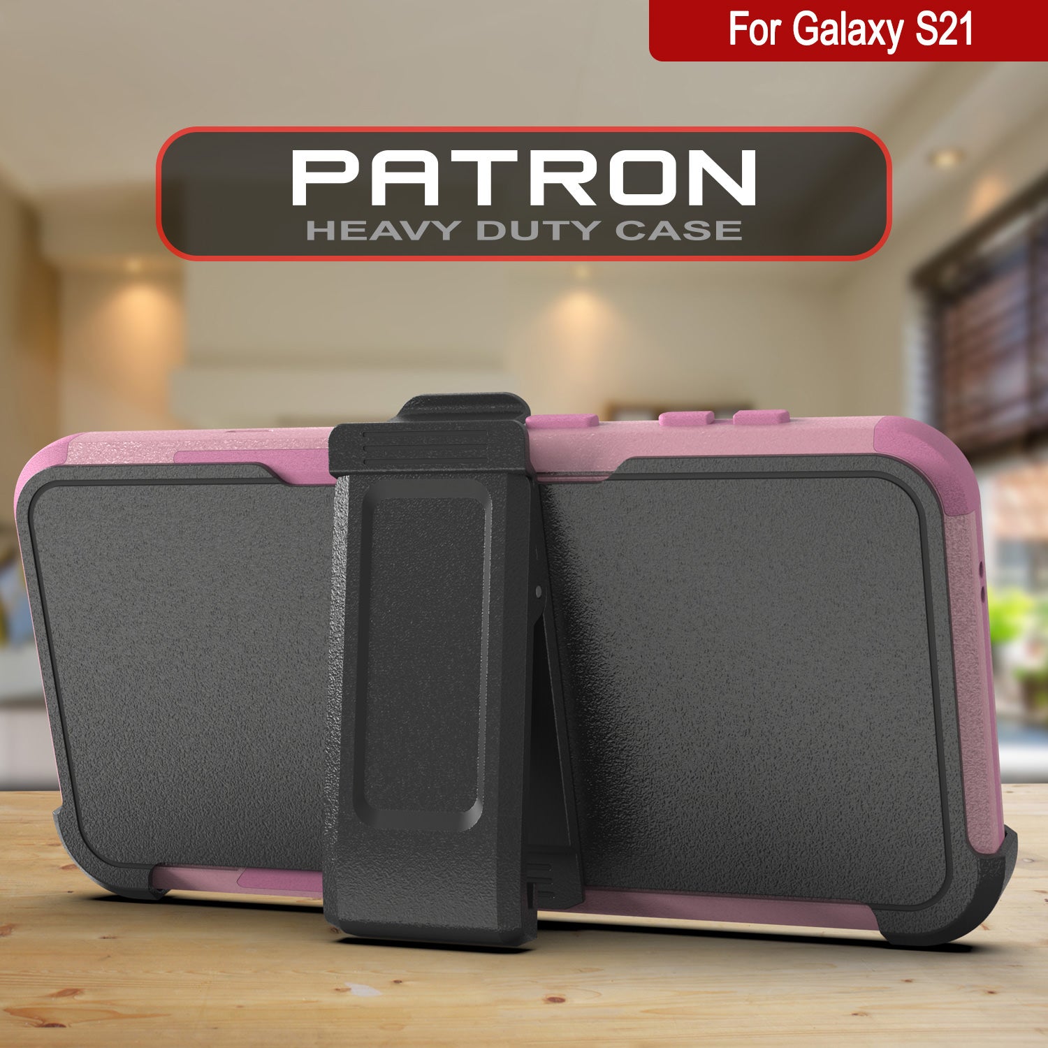 Punkcase for Galaxy S21 5G Belt Clip Multilayer Holster Case [Patron Series] [Pink]