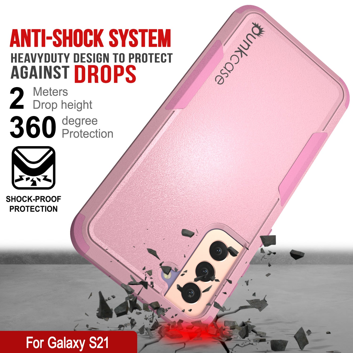 Punkcase for Galaxy S21 5G Belt Clip Multilayer Holster Case [Patron Series] [Pink]