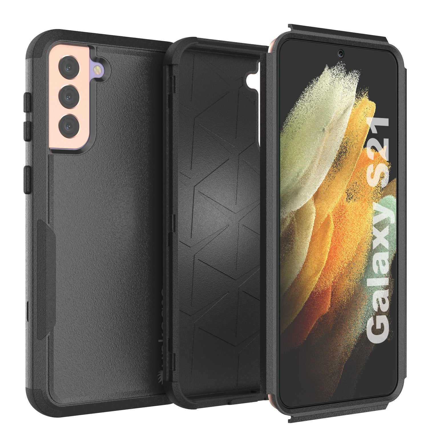 Punkcase for Galaxy S21 5G Belt Clip Multilayer Holster Case [Patron Series] [Black]