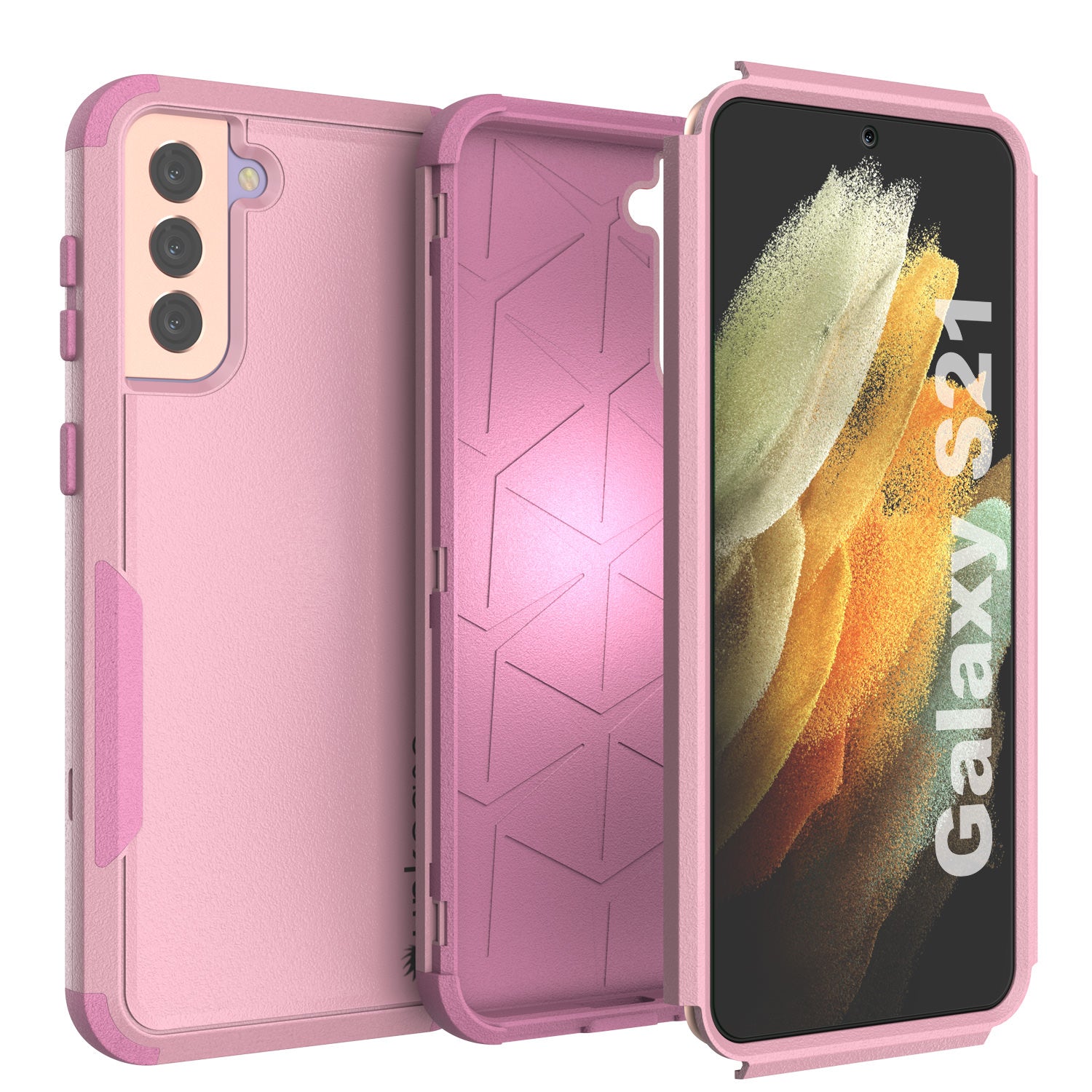 Punkcase for Galaxy S21 5G Belt Clip Multilayer Holster Case [Patron Series] [Pink]