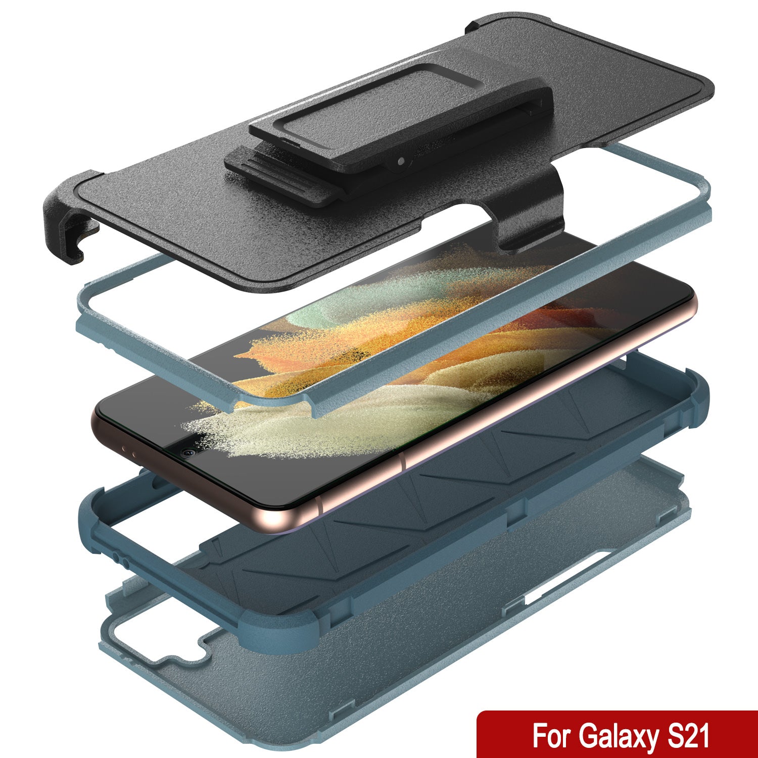 Punkcase for Galaxy S21 5G Belt Clip Multilayer Holster Case [Patron Series] [Mint]