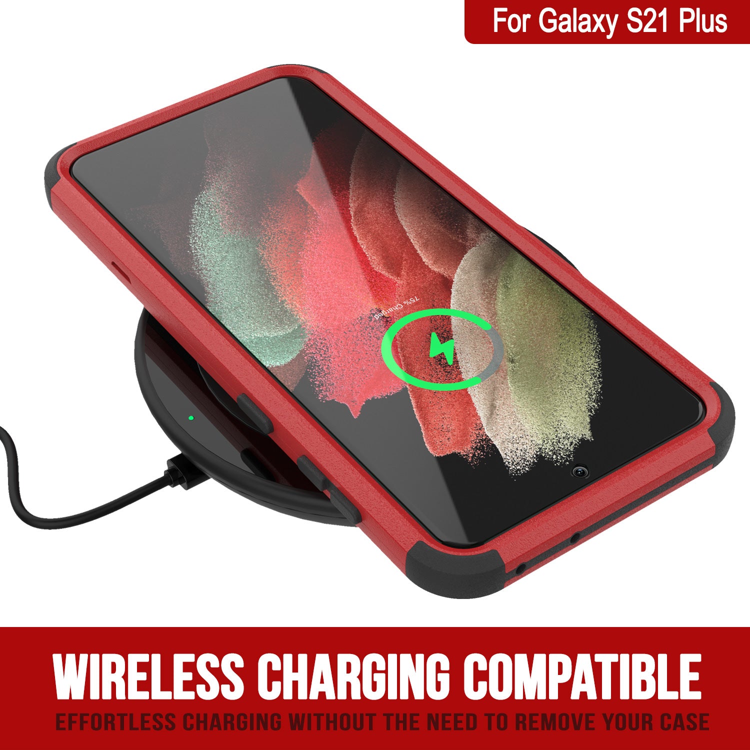 Punkcase for Galaxy S21+ Plus 5G Belt Clip Multilayer Holster Case [Patron Series] [Red-Black]