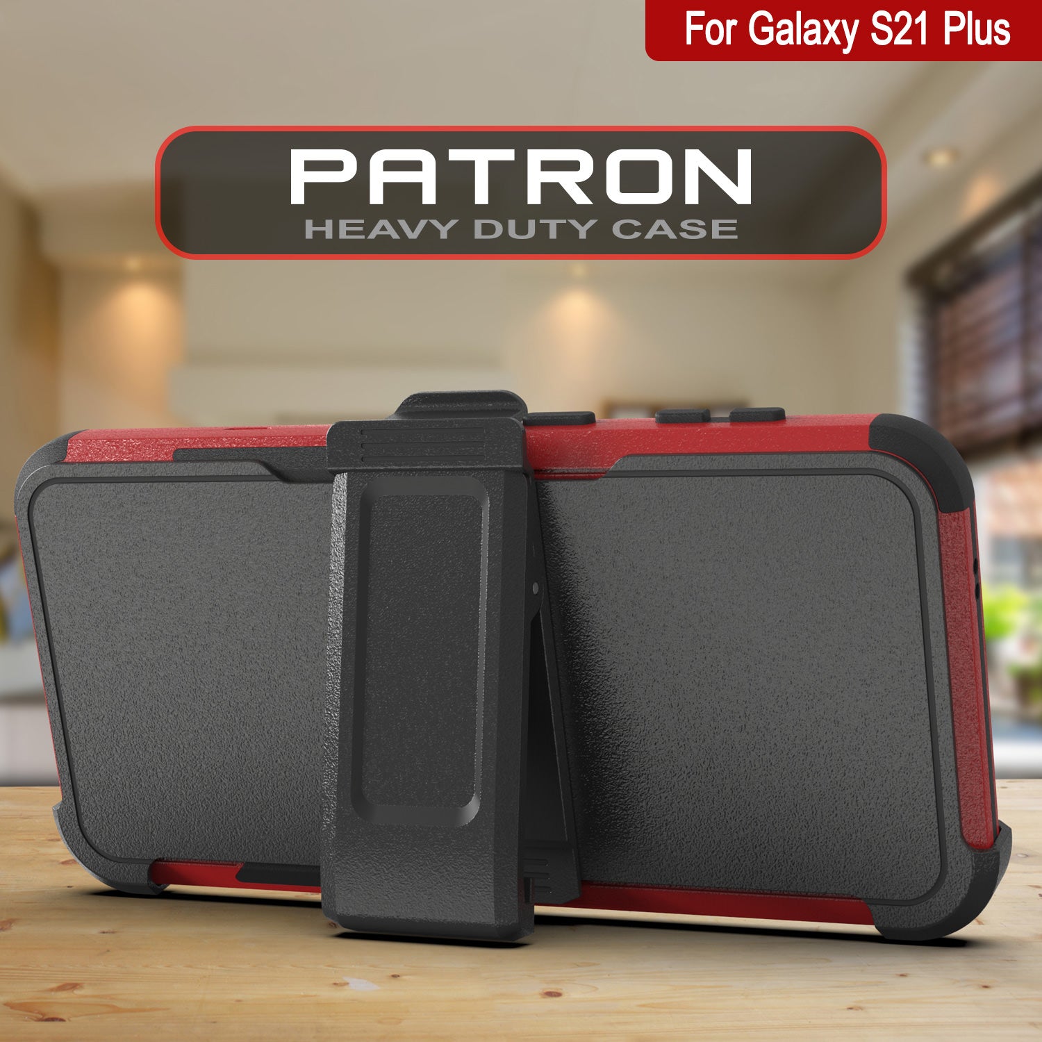 Punkcase for Galaxy S21+ Plus 5G Belt Clip Multilayer Holster Case [Patron Series] [Red-Black]
