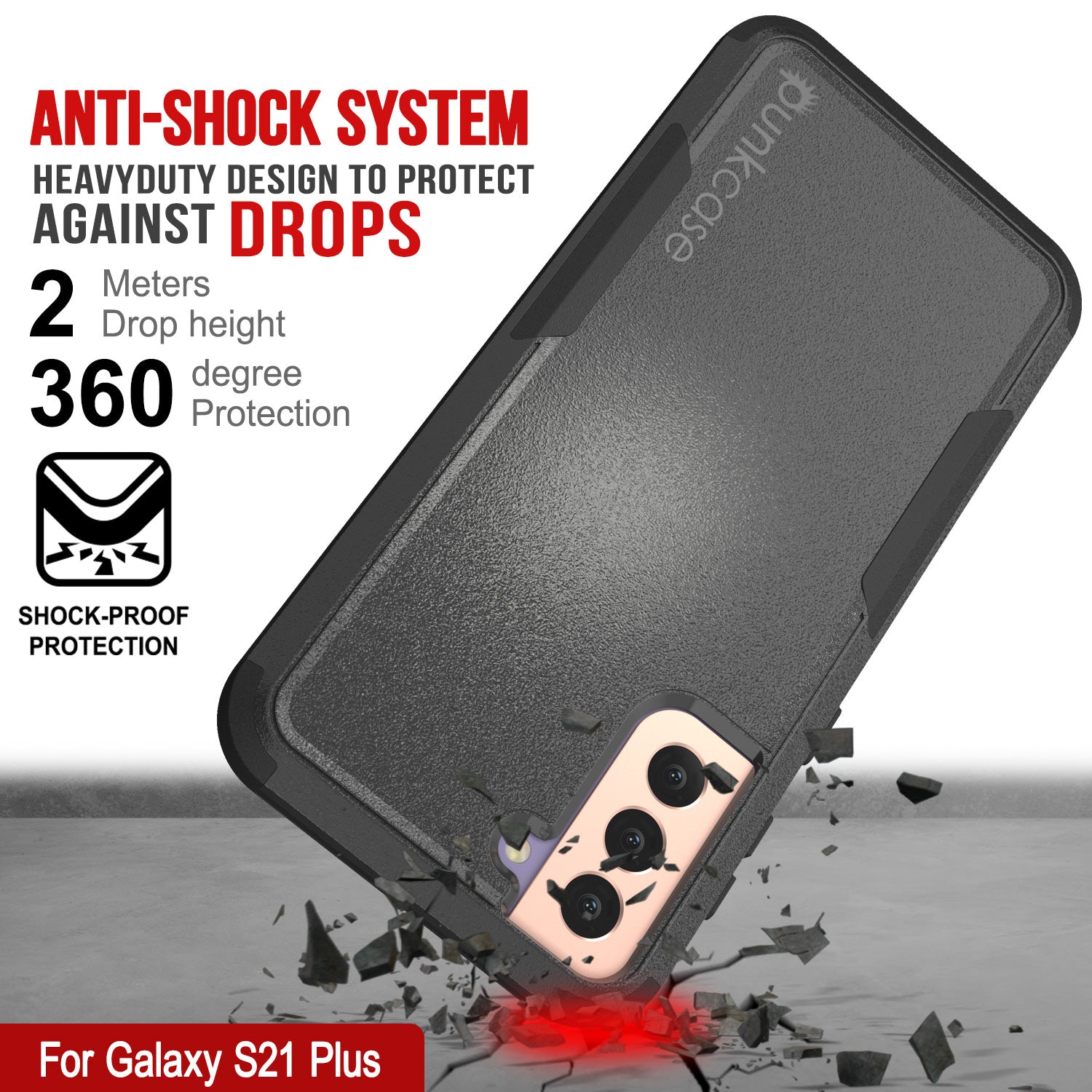 Punkcase for Galaxy S21+ Plus 5G Belt Clip Multilayer Holster Case [Patron Series] [Black]