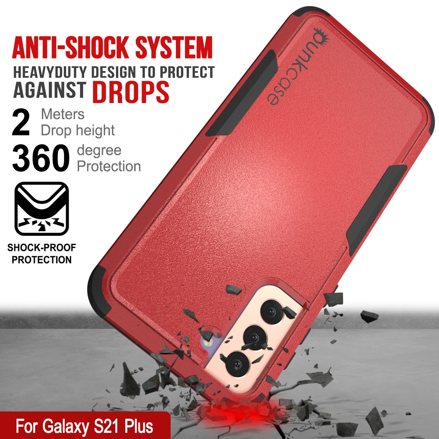 Punkcase for Galaxy S21+ Plus 5G Belt Clip Multilayer Holster Case [Patron Series] [Red-Black]