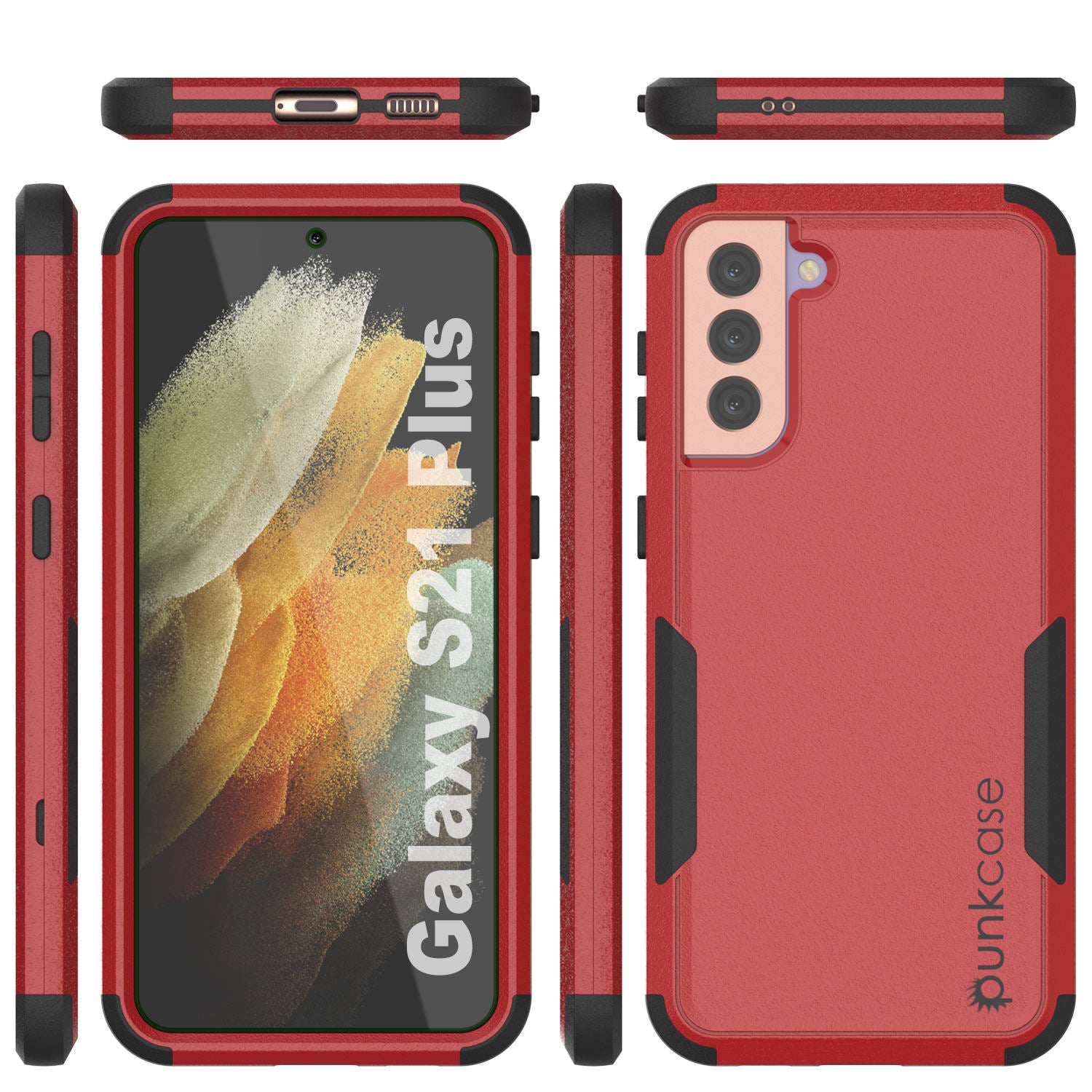 Punkcase for Galaxy S21+ Plus 5G Belt Clip Multilayer Holster Case [Patron Series] [Red-Black]