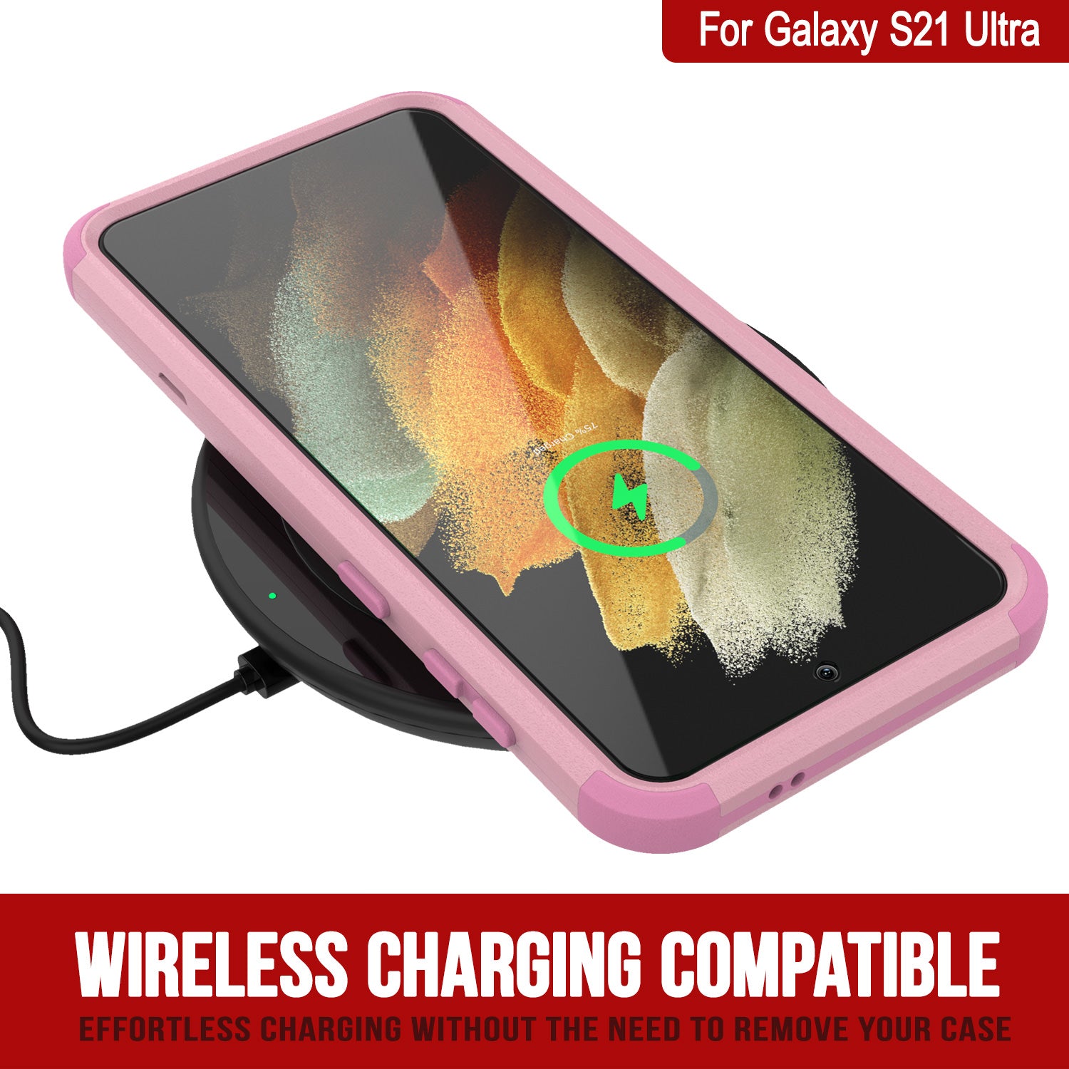 Punkcase for Galaxy S21 Ultra 5G Belt Clip Multilayer Holster Case [Patron Series] [Pink]