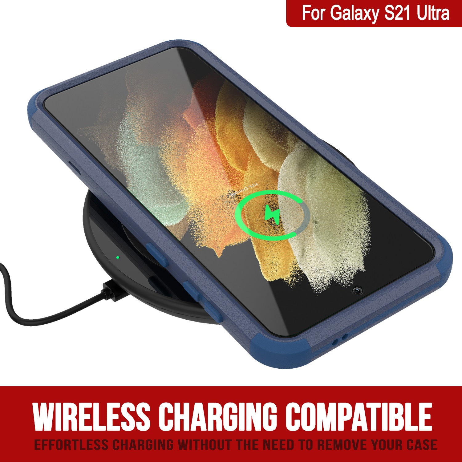 Punkcase for Galaxy S21 Ultra 5G Belt Clip Multilayer Holster Case [Patron Series] [Navy]