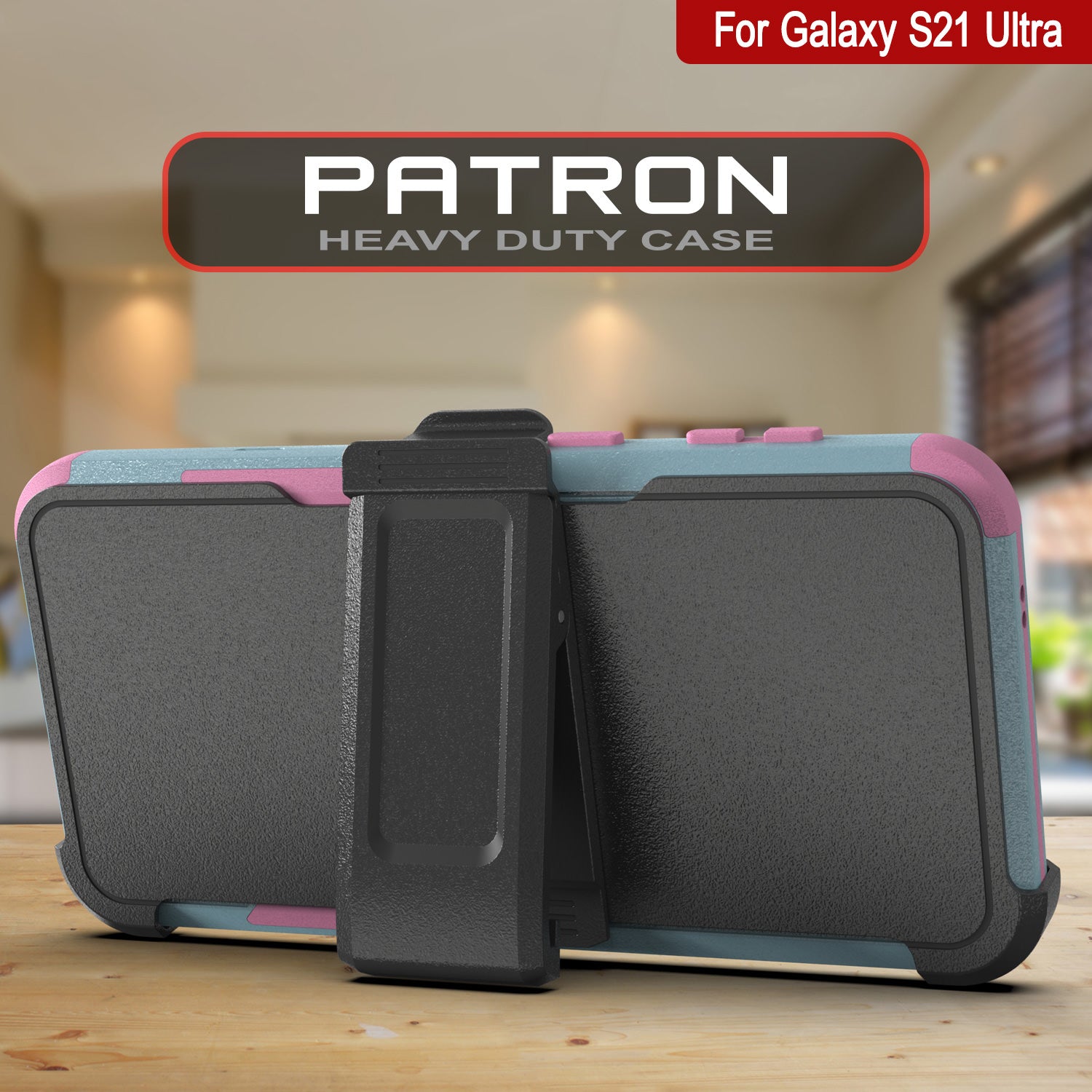 Punkcase for Galaxy S21 Ultra 5G Belt Clip Multilayer Holster Case [Patron Series] [Mint-Pink]