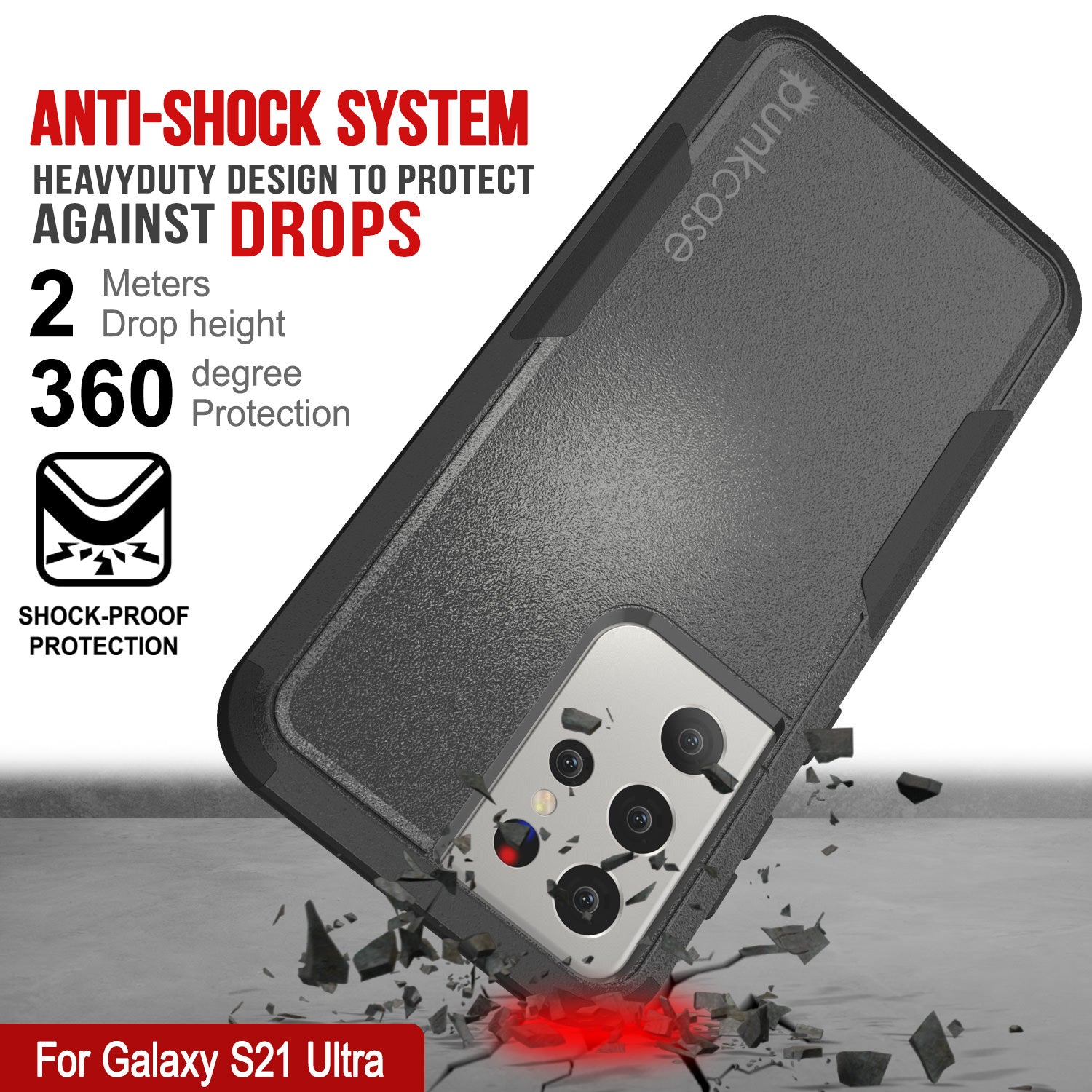 Punkcase for Galaxy S21 Ultra 5G Belt Clip Multilayer Holster Case [Patron Series] [Black]