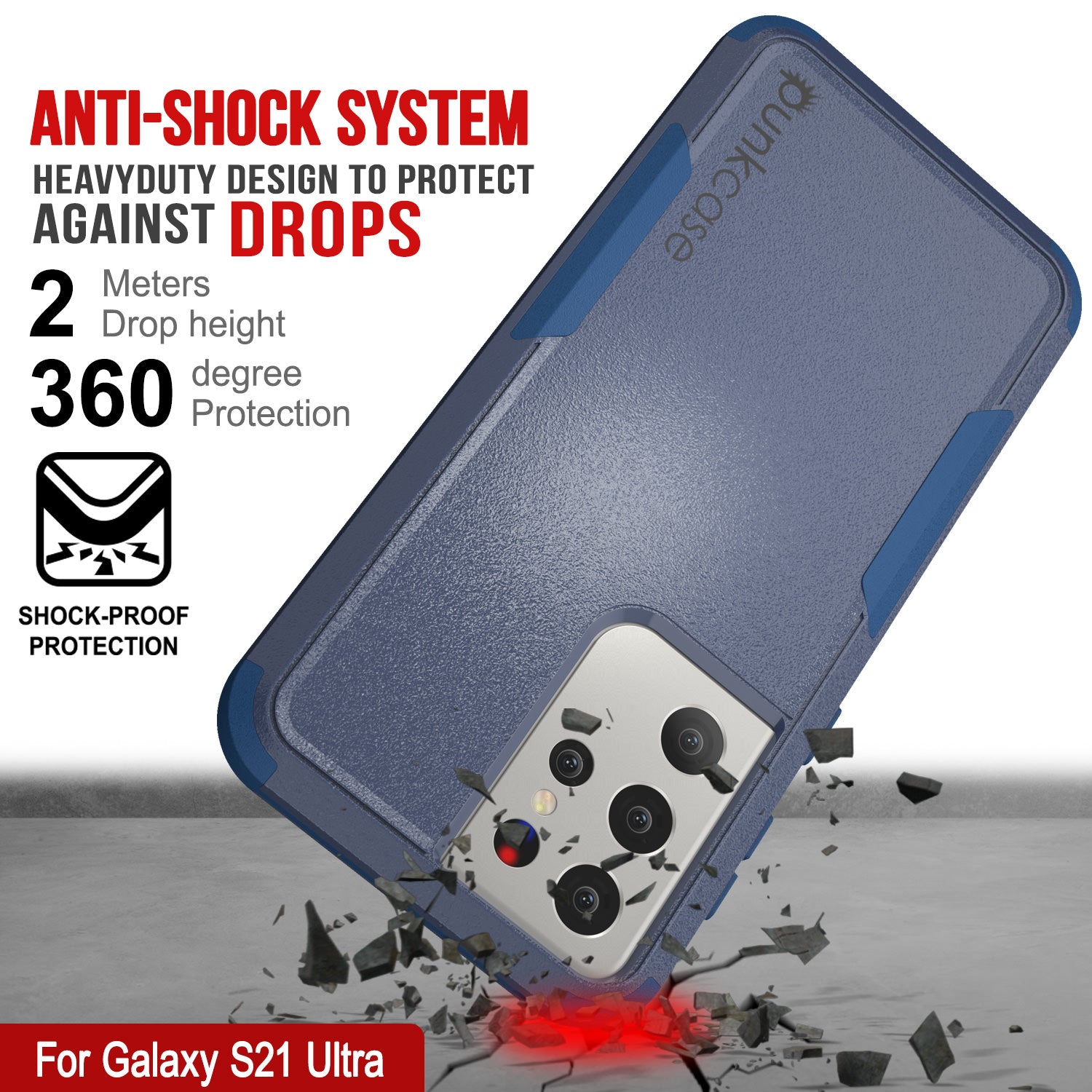 Punkcase for Galaxy S21 Ultra 5G Belt Clip Multilayer Holster Case [Patron Series] [Navy]