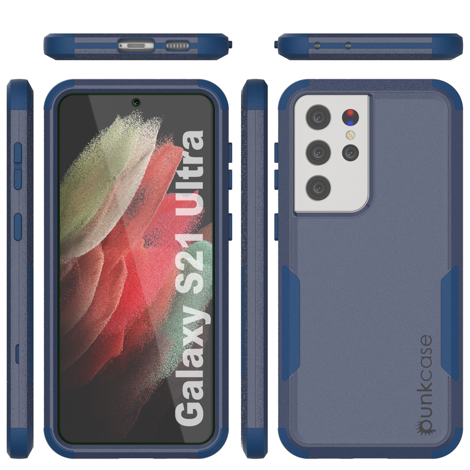 Punkcase for Galaxy S21 Ultra 5G Belt Clip Multilayer Holster Case [Patron Series] [Navy]