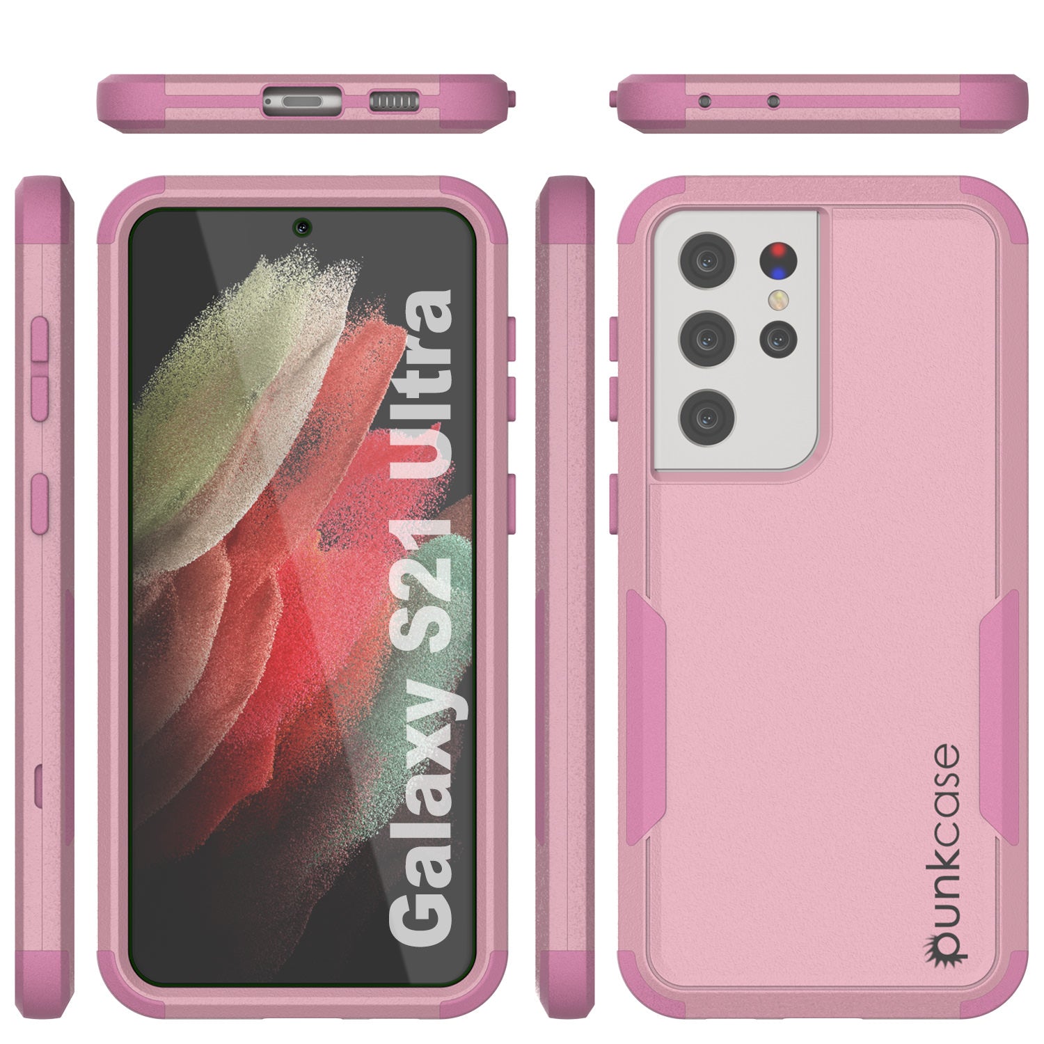 Punkcase for Galaxy S21 Ultra 5G Belt Clip Multilayer Holster Case [Patron Series] [Pink]