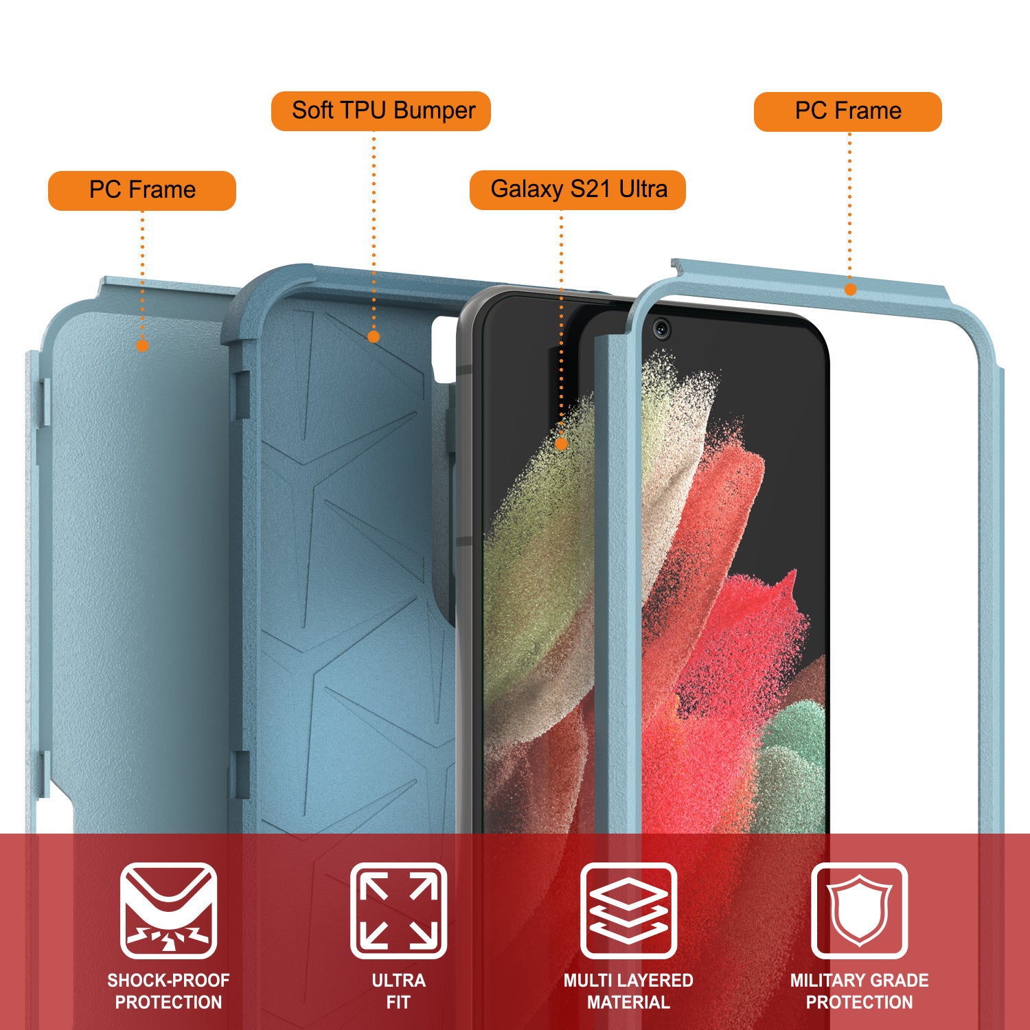 Punkcase for Galaxy S21 Ultra 5G Belt Clip Multilayer Holster Case [Patron Series] [Mint]