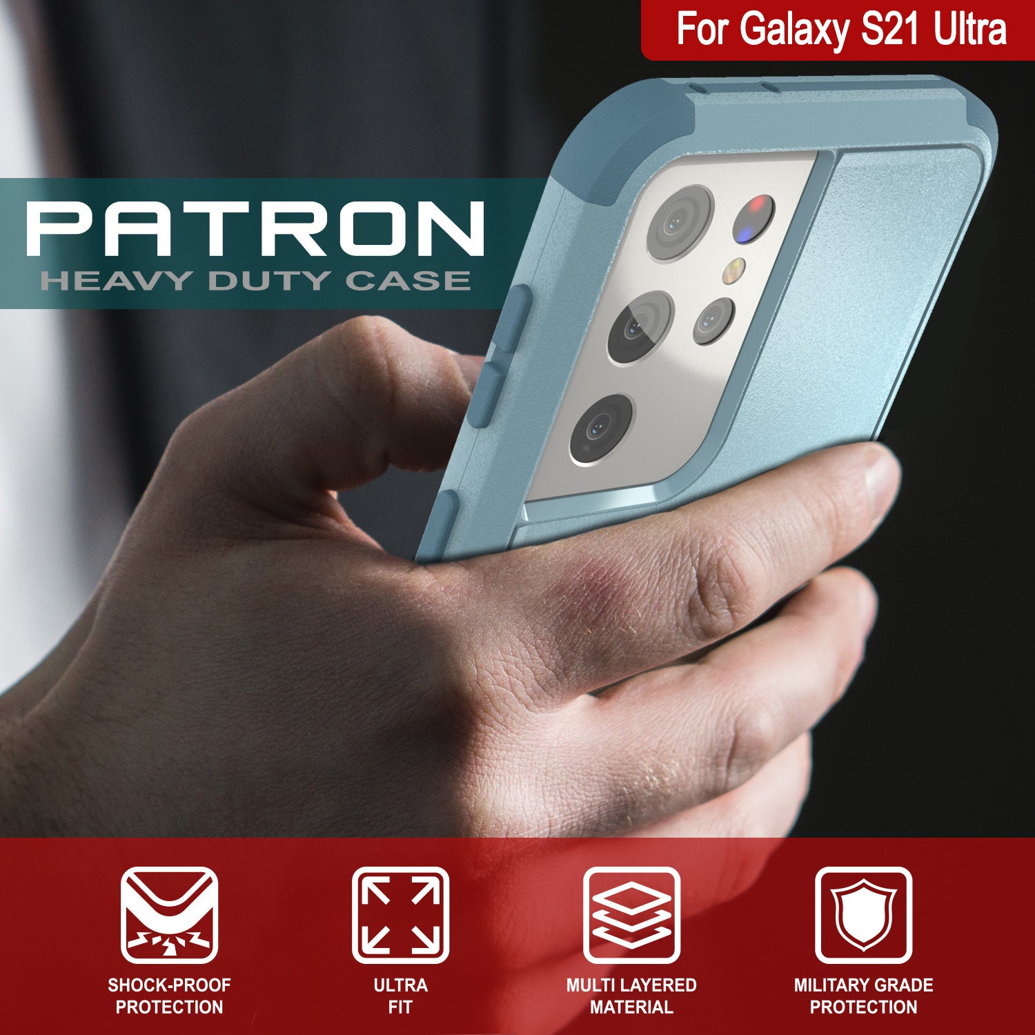 Punkcase for Galaxy S21 Ultra 5G Belt Clip Multilayer Holster Case [Patron Series] [Mint]