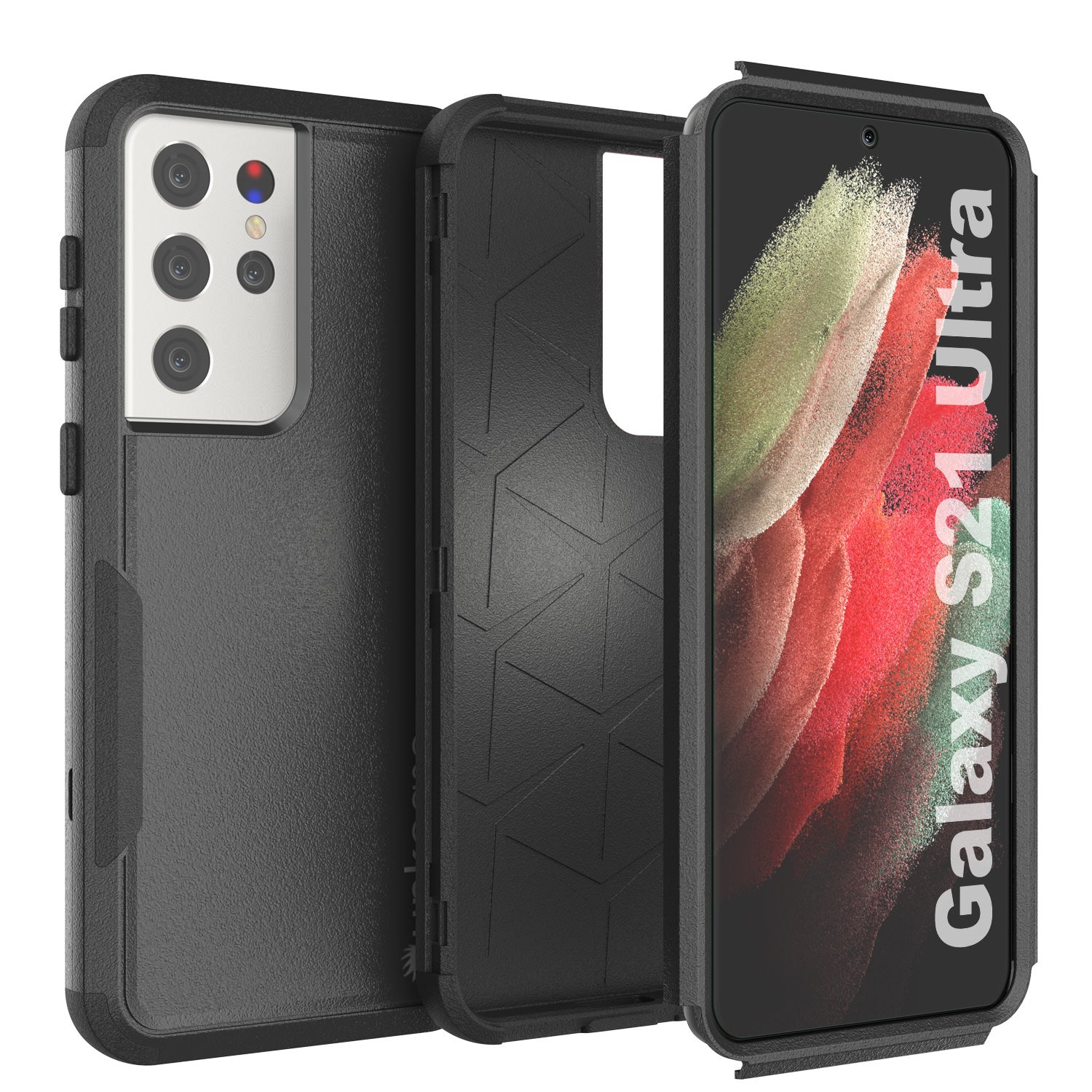 Punkcase for Galaxy S21 Ultra 5G Belt Clip Multilayer Holster Case [Patron Series] [Black]