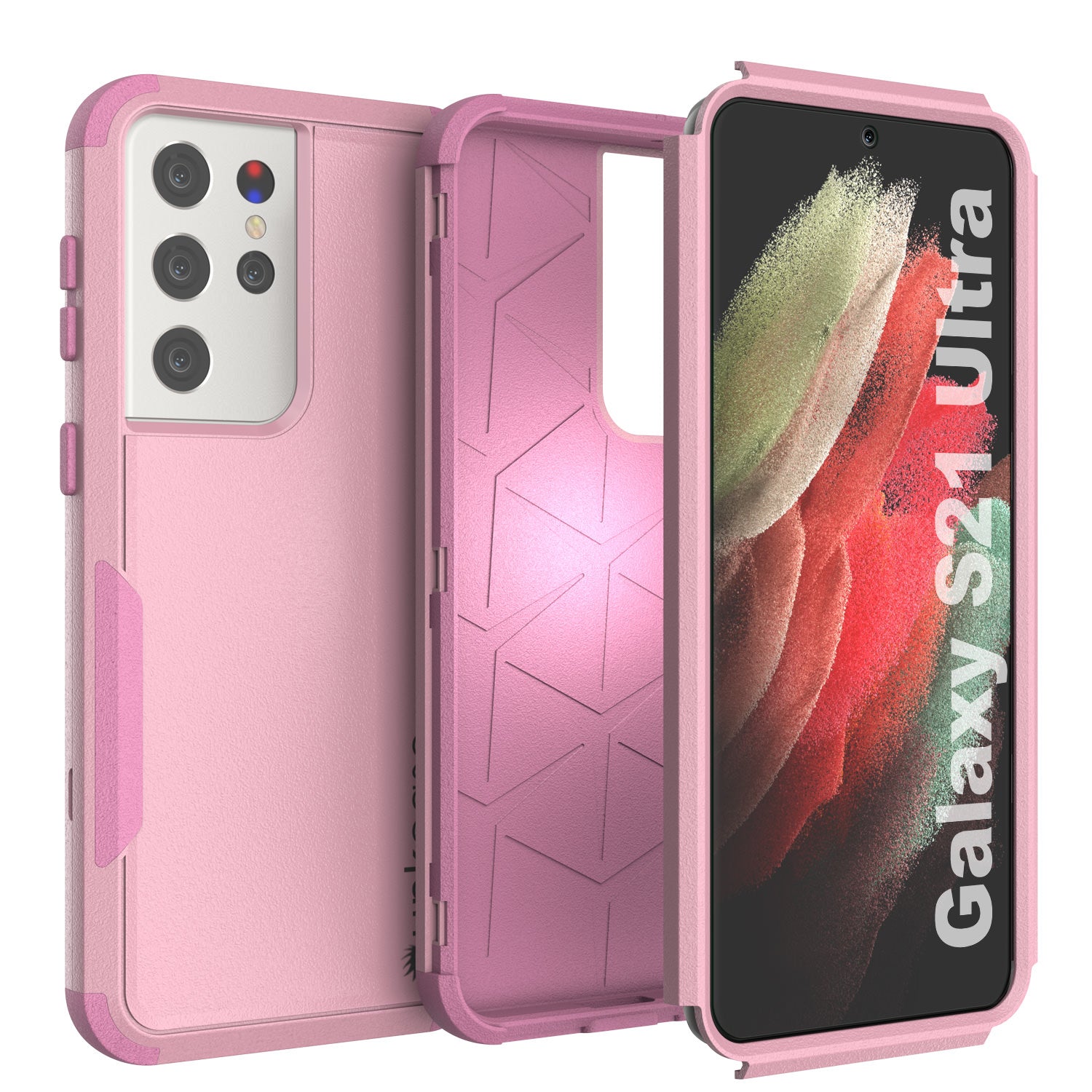 Punkcase for Galaxy S21 Ultra 5G Belt Clip Multilayer Holster Case [Patron Series] [Pink]